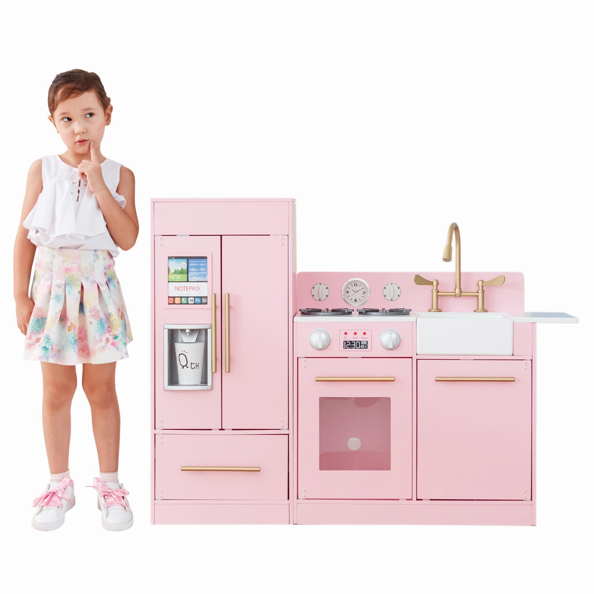 Little Chef Charlotte Play Kitchen & Refrigerator Set, Pink