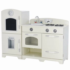Little Chef Fairfield Retro Kids Kitchen Playset With Refrigerator, Ivory
