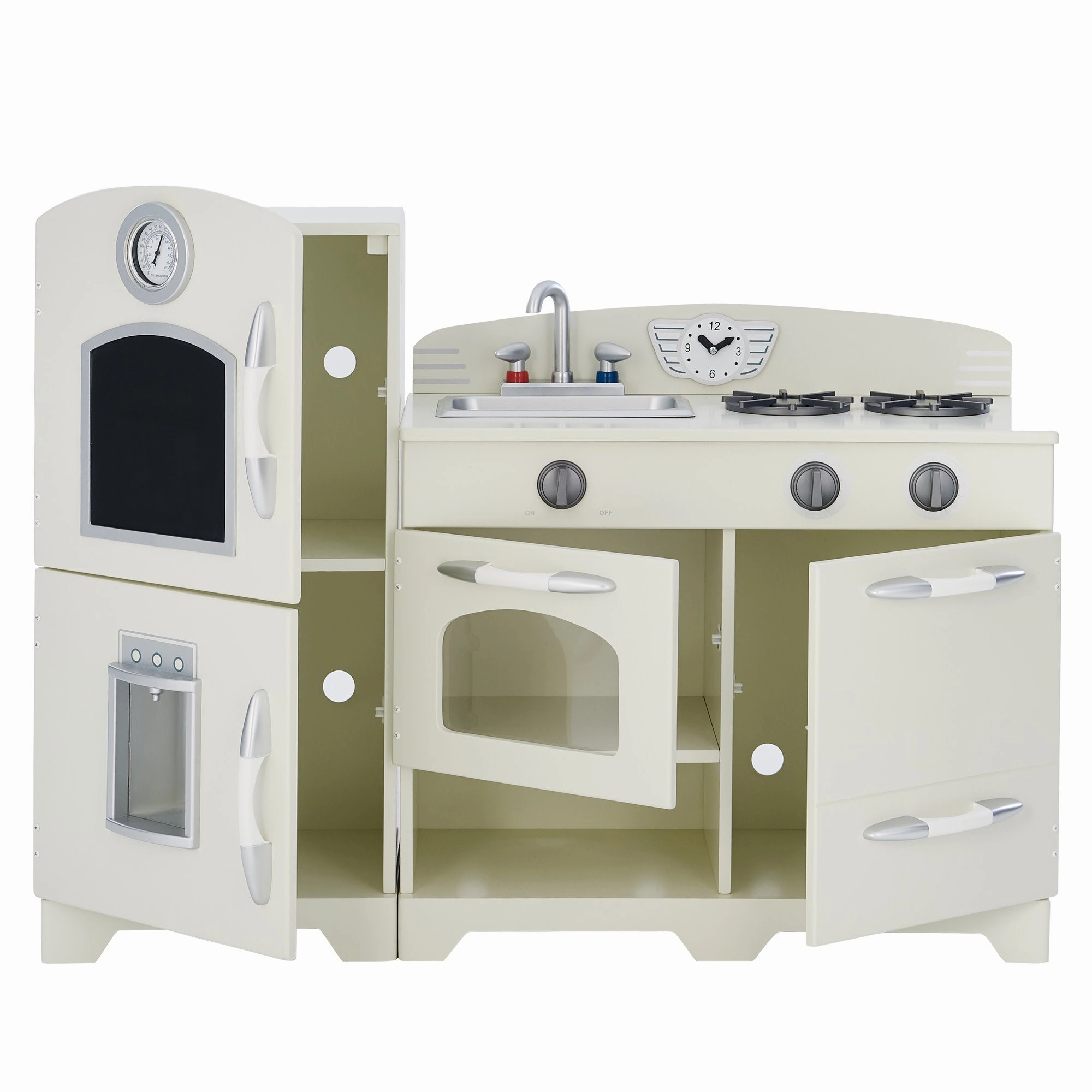 Little Chef Fairfield Retro Kids Kitchen Playset With Refrigerator, Ivory