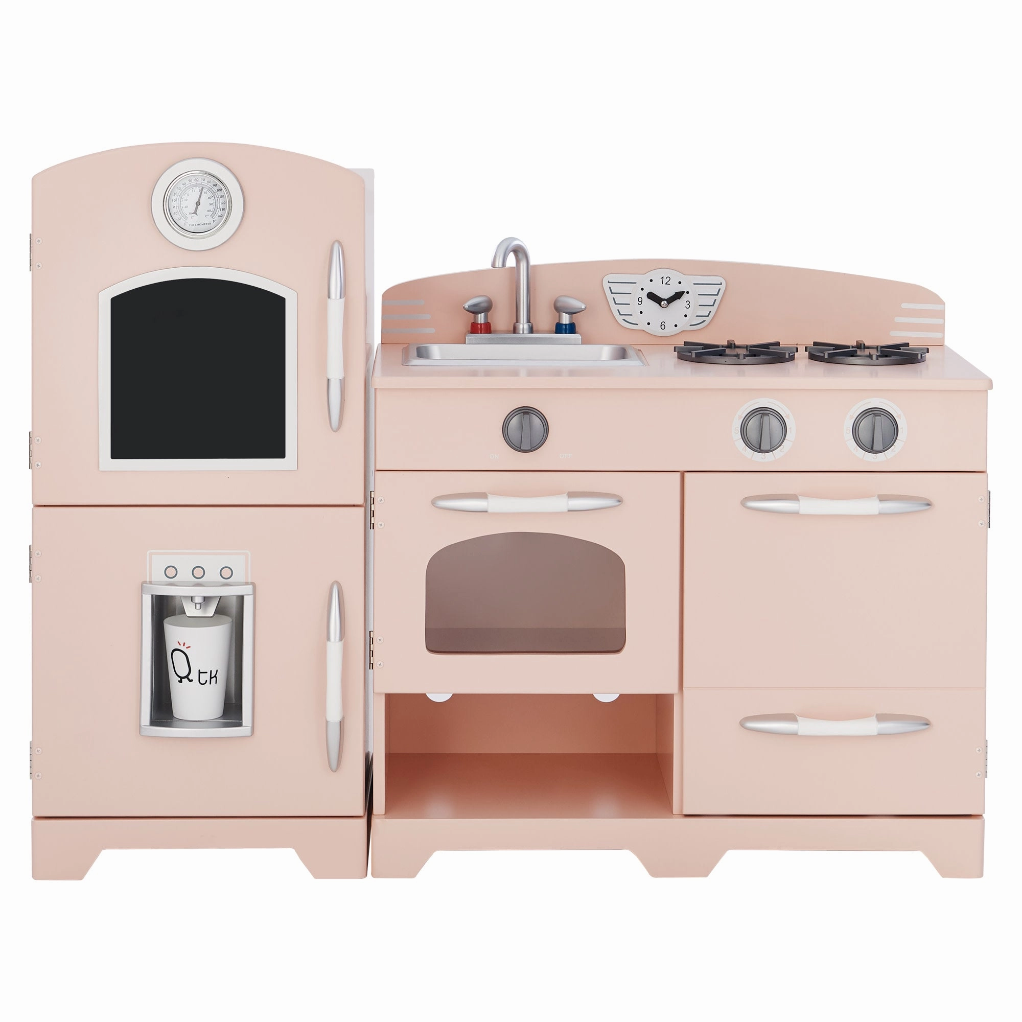 Little Chef Fairfield Retro Kids Kitchen Playset With Refrigerator, Pink