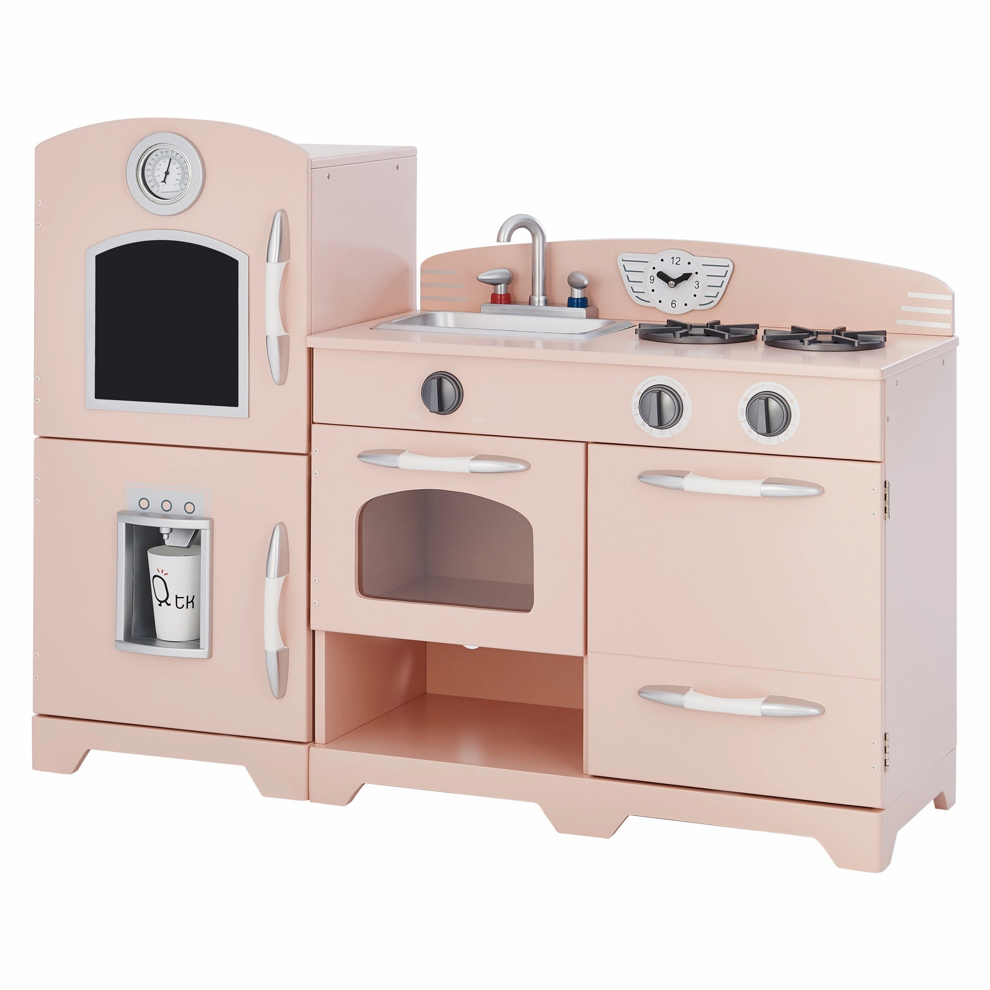 Little Chef Fairfield Retro Kids Kitchen Playset With Refrigerator, Pink