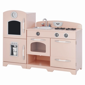 Little Chef Fairfield Retro Kids Kitchen Playset With Refrigerator, Pink