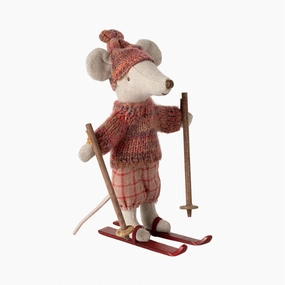 Maileg Winter Mouse With Ski Set, Big Sister ?Rose