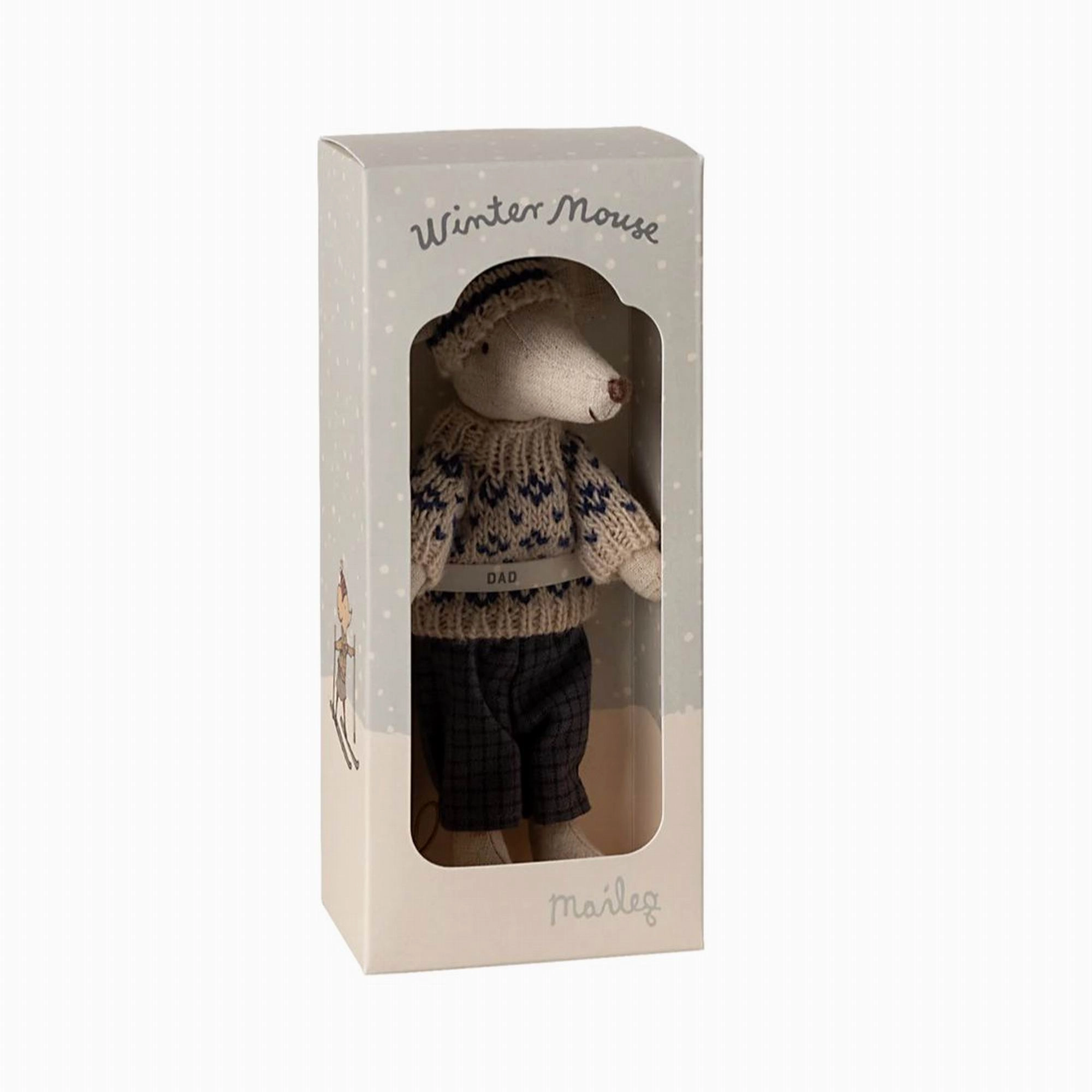 Maileg Winter Mouse With Ski Set, Dad ?Blue