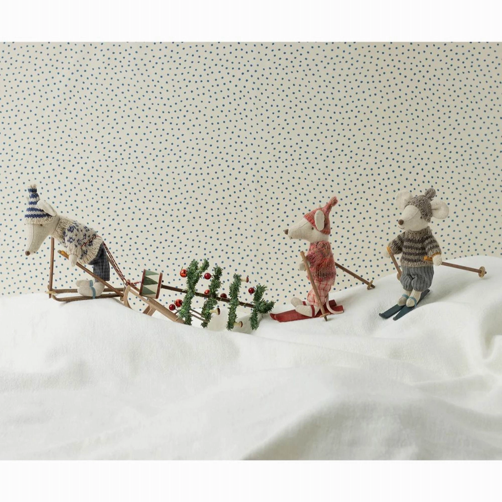 Maileg Winter Mouse With Ski Set, Dad ?Blue