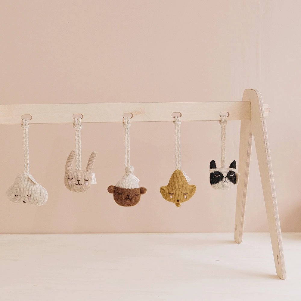 Main Sauvage Baby Gym Toy - Hanging Rattle - Leaf - Ochre