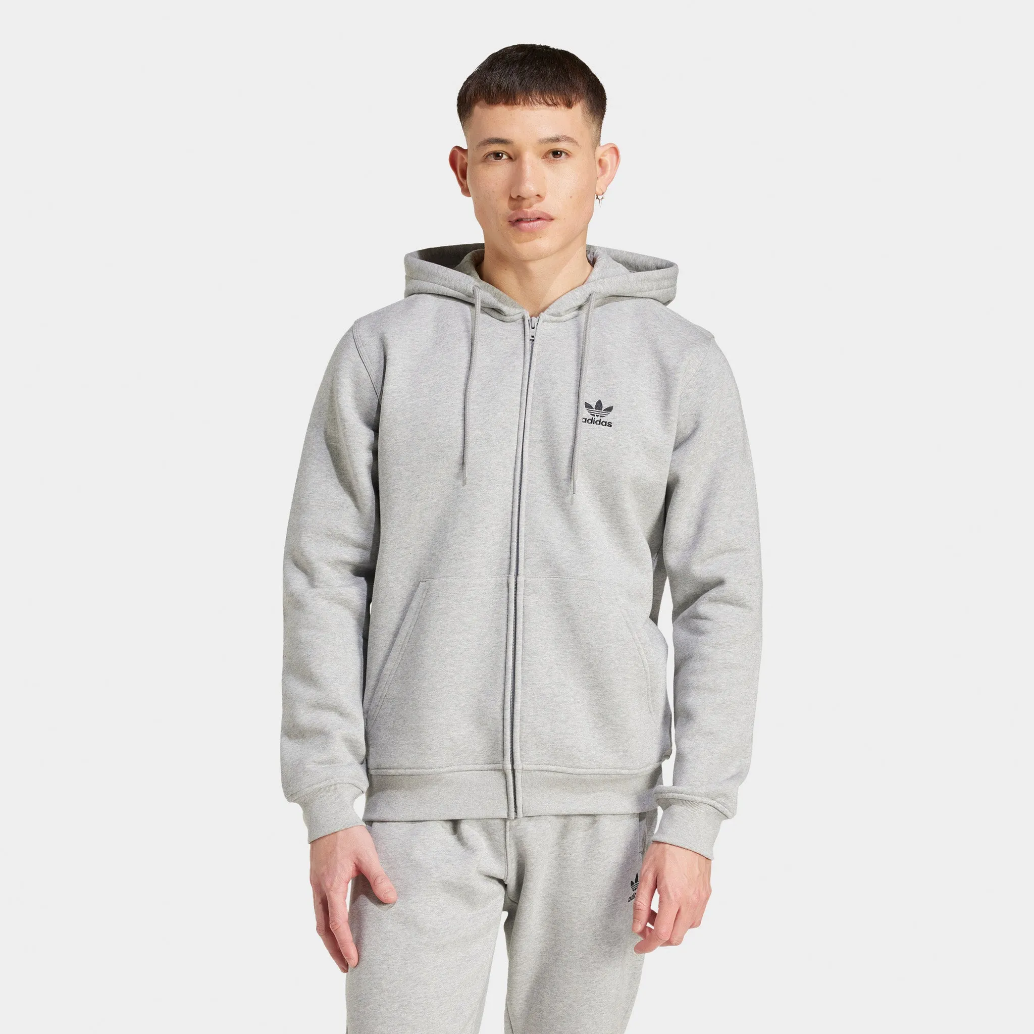 Mens Adidas adidas Essentials Full Zip Hoodie / Medium Grey Heather