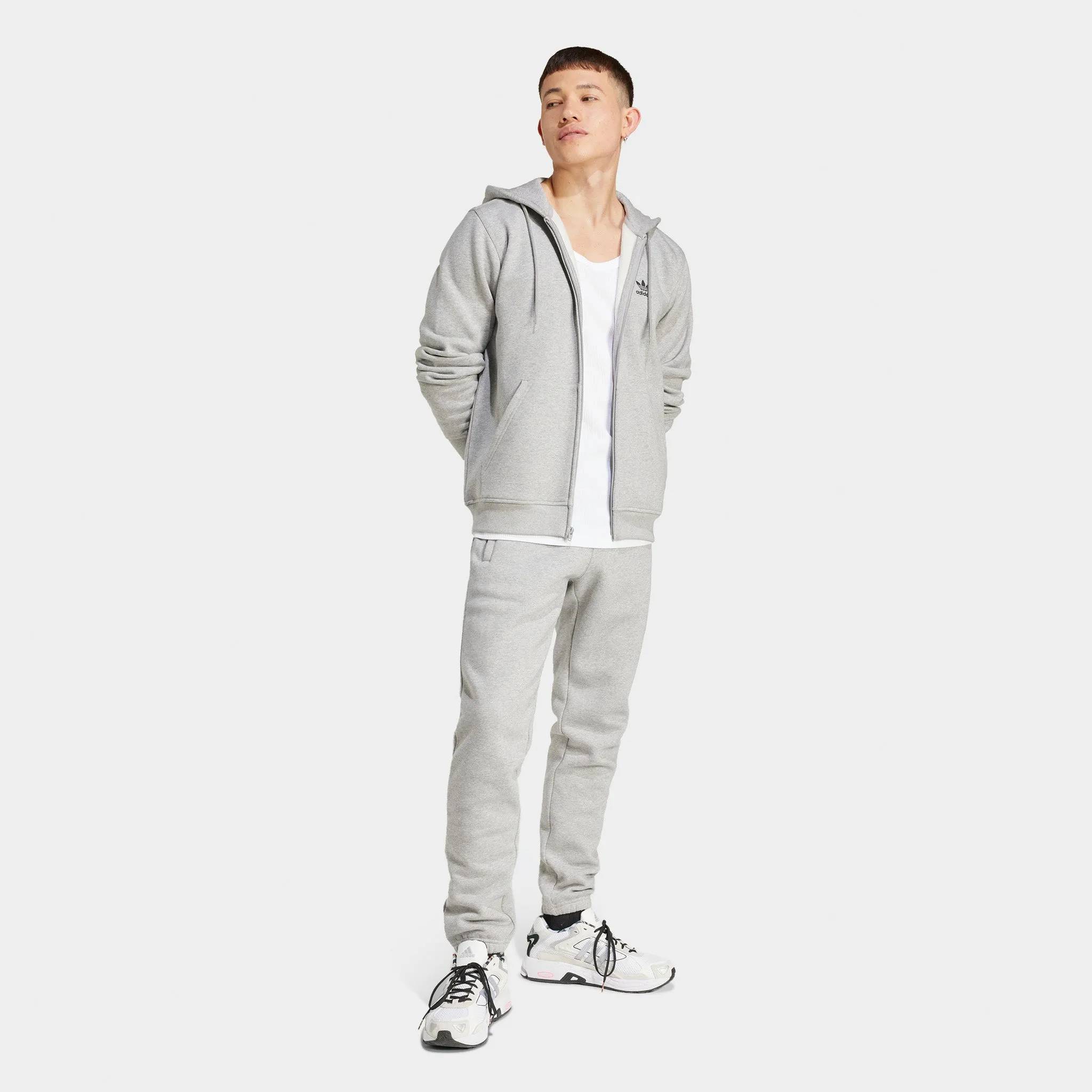 Mens Adidas adidas Essentials Full Zip Hoodie / Medium Grey Heather