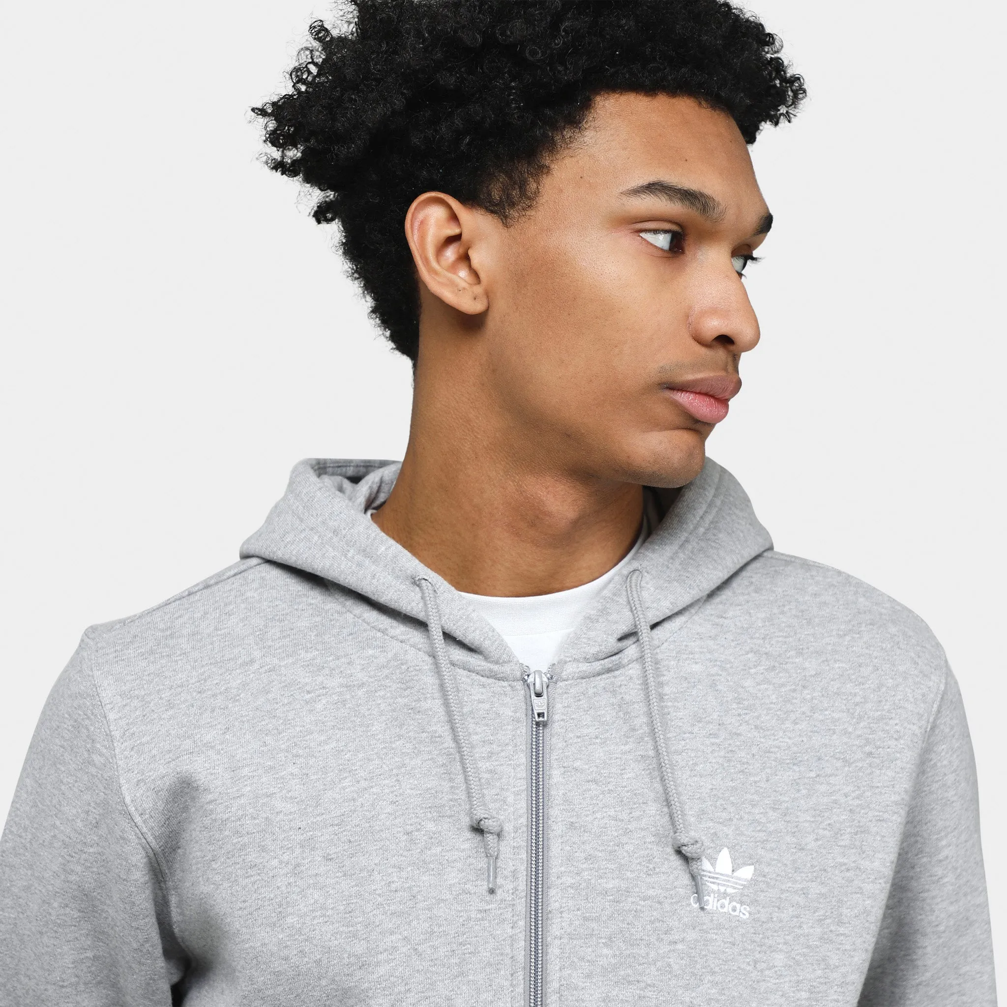 Mens Adidas adidas Originals Trefoil Essentials Full Zip Hoodie / Medium Grey Heather
