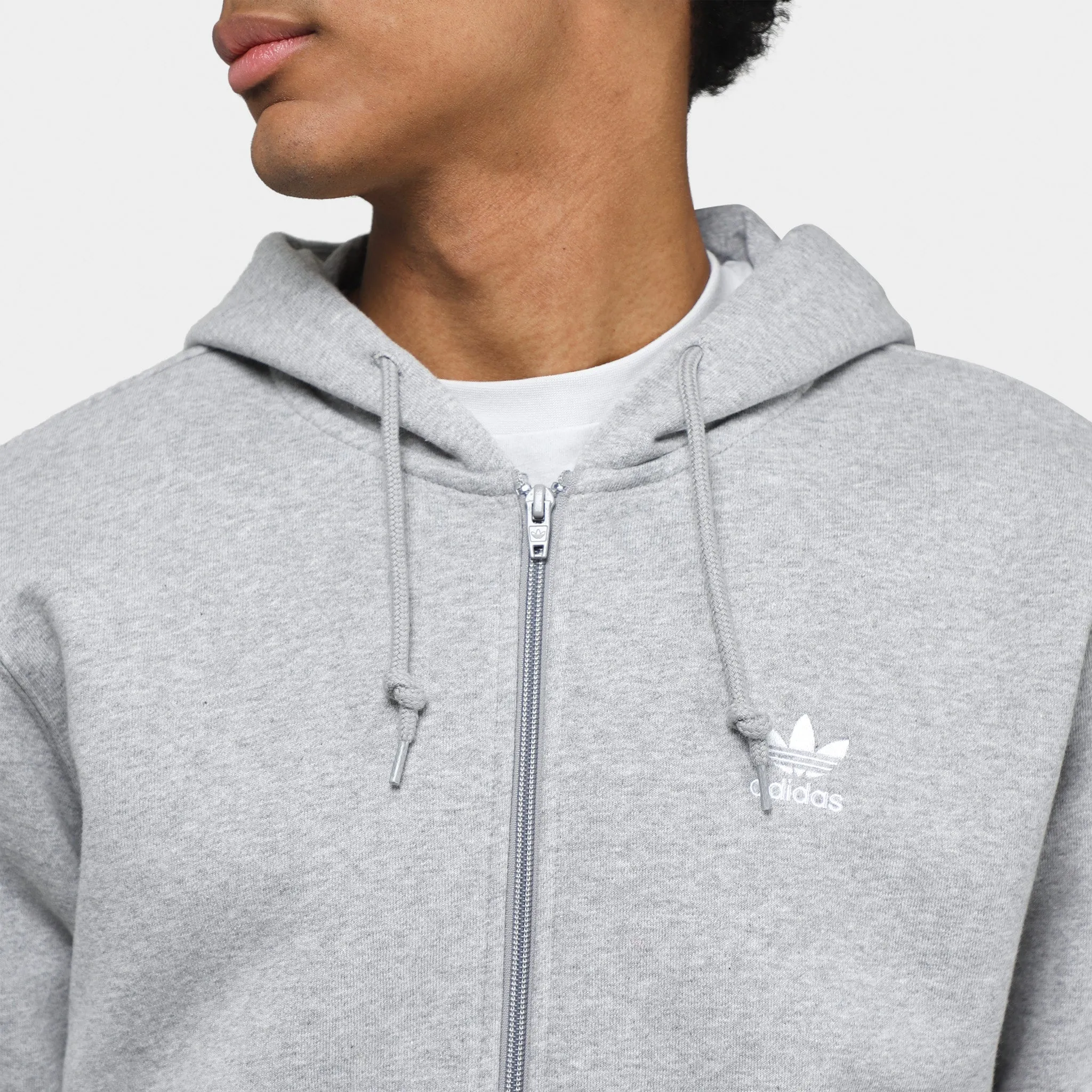 Mens Adidas adidas Originals Trefoil Essentials Full Zip Hoodie / Medium Grey Heather