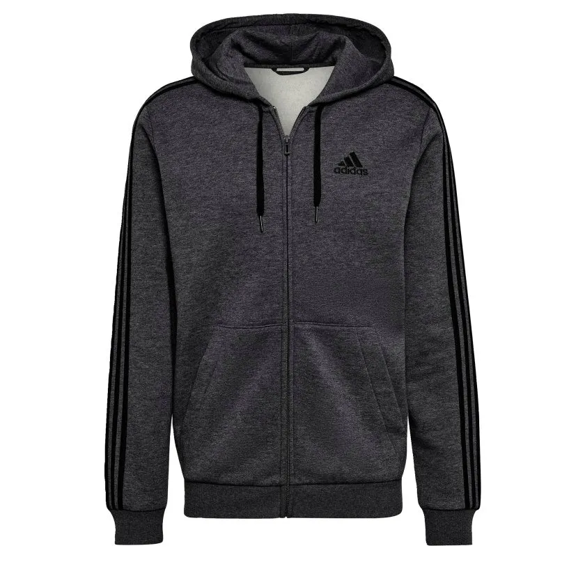 Men's adidas Essentials Fleece 3-Stripes Full-Zip Hoodie adidas Shoes