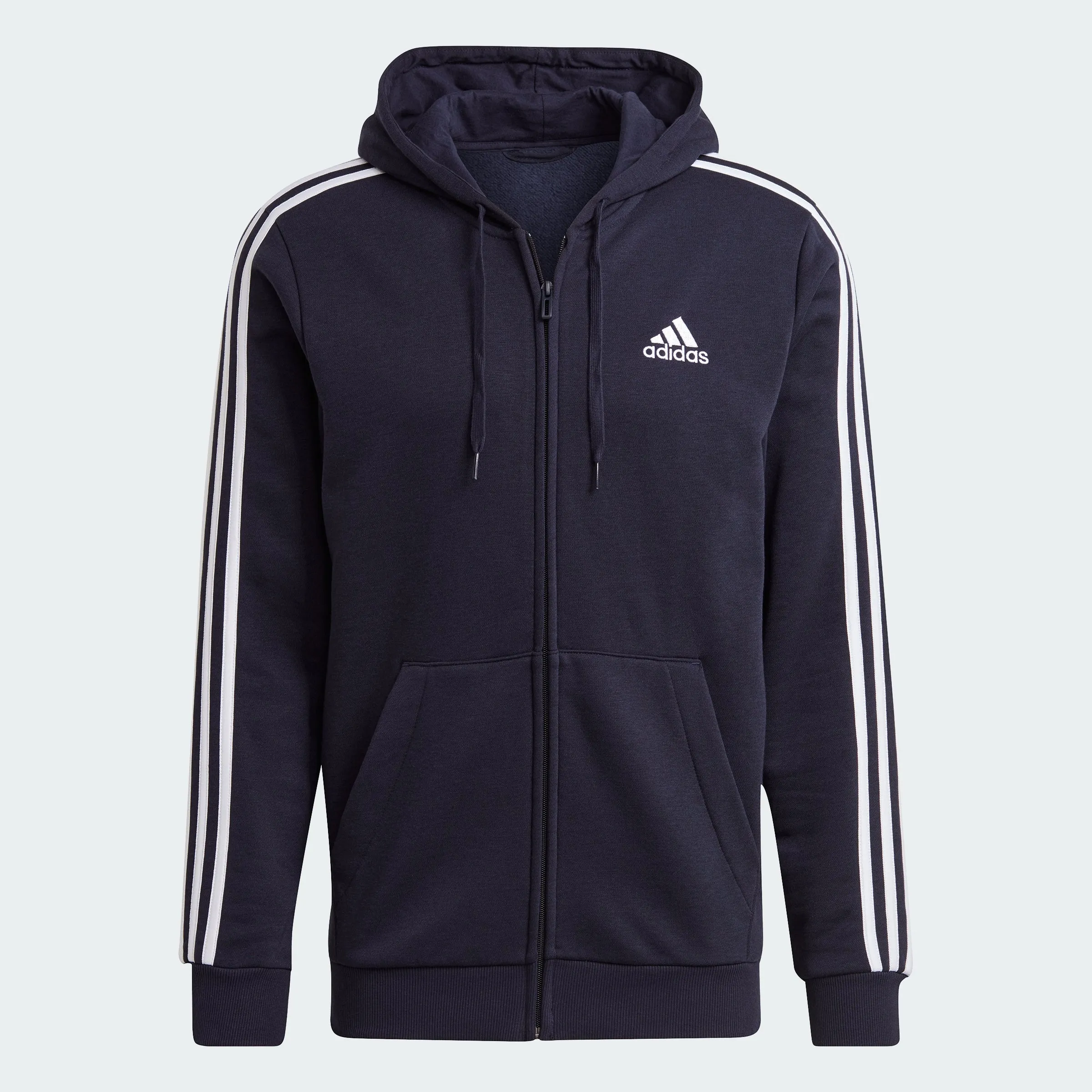 Men's adidas Essentials Fleece 3-Stripes Full-Zip Hoodie adidas Shoes