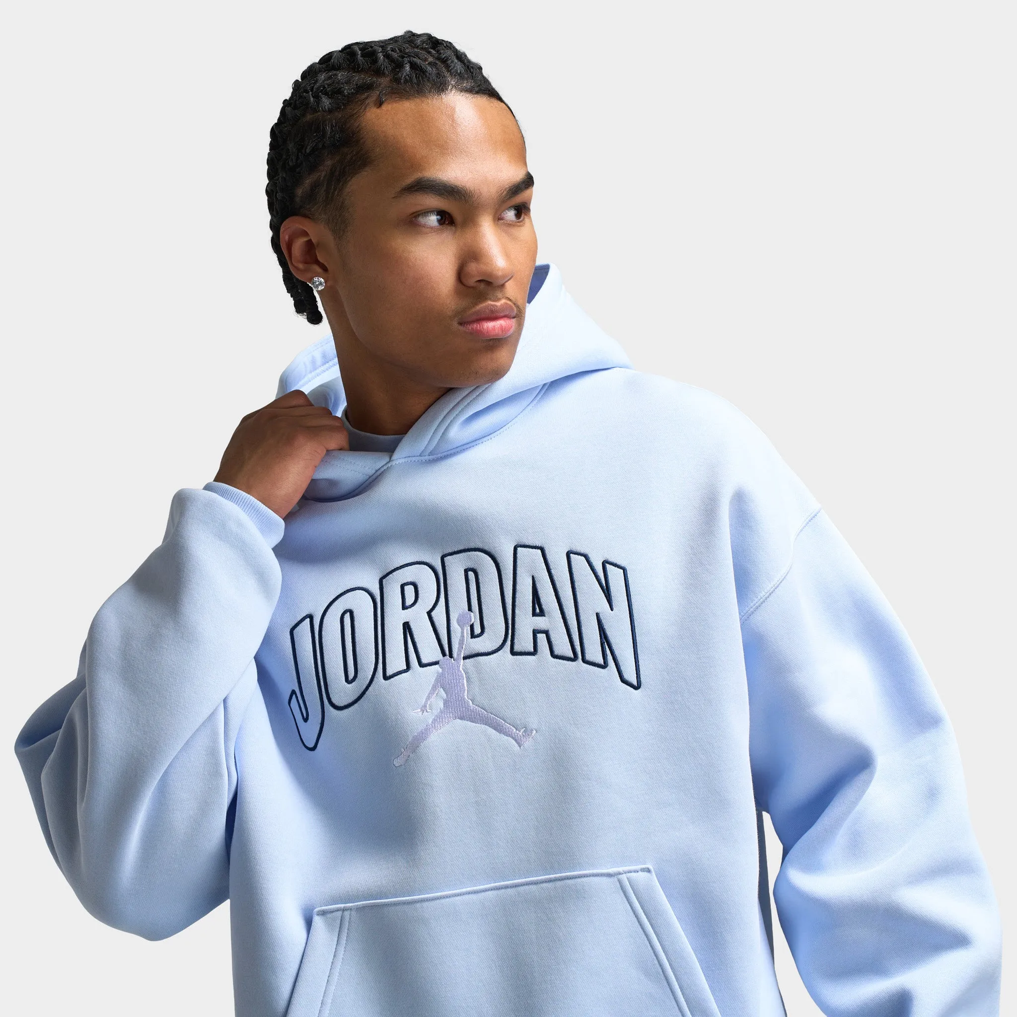 Mens Jordan Jordan Brooklyn Oversized Pullover Hoodie Hydrogen Blue / Sail