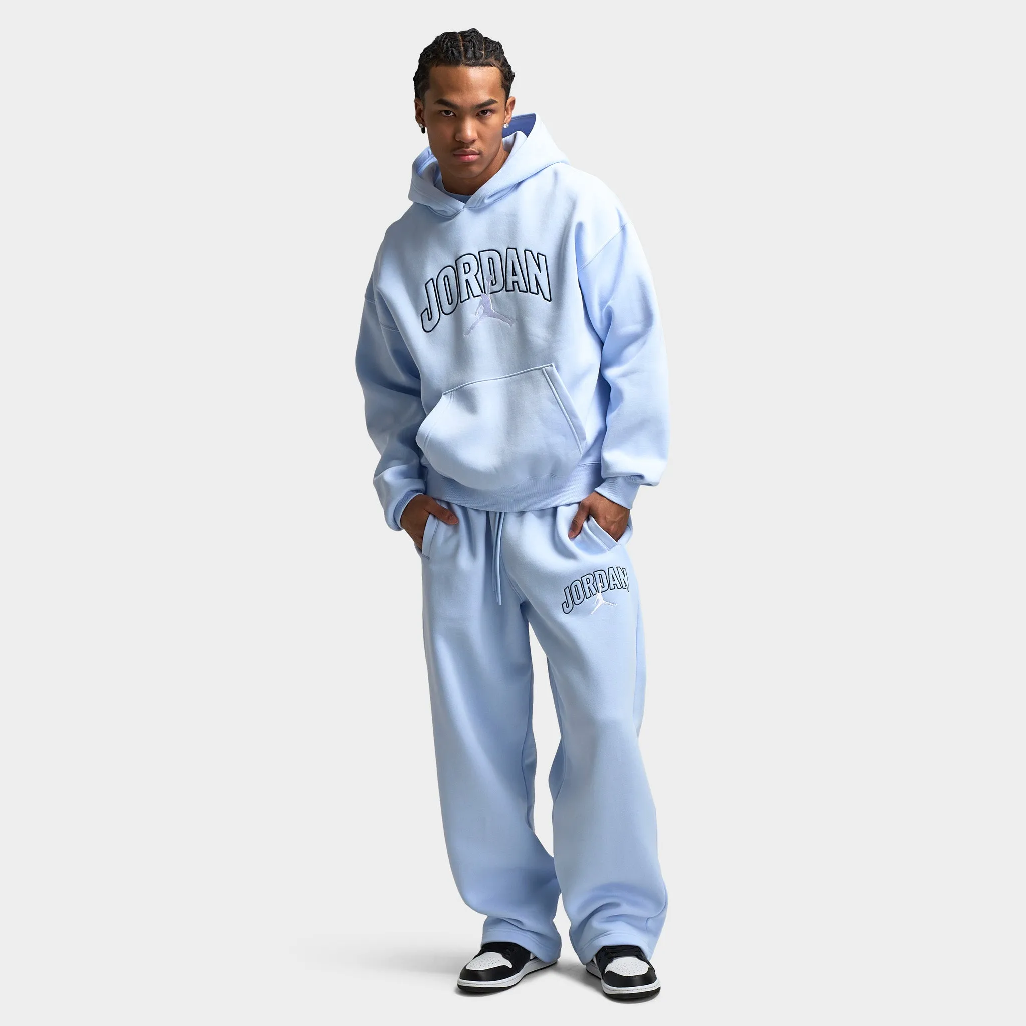 Mens Jordan Jordan Brooklyn Oversized Pullover Hoodie Hydrogen Blue / Sail