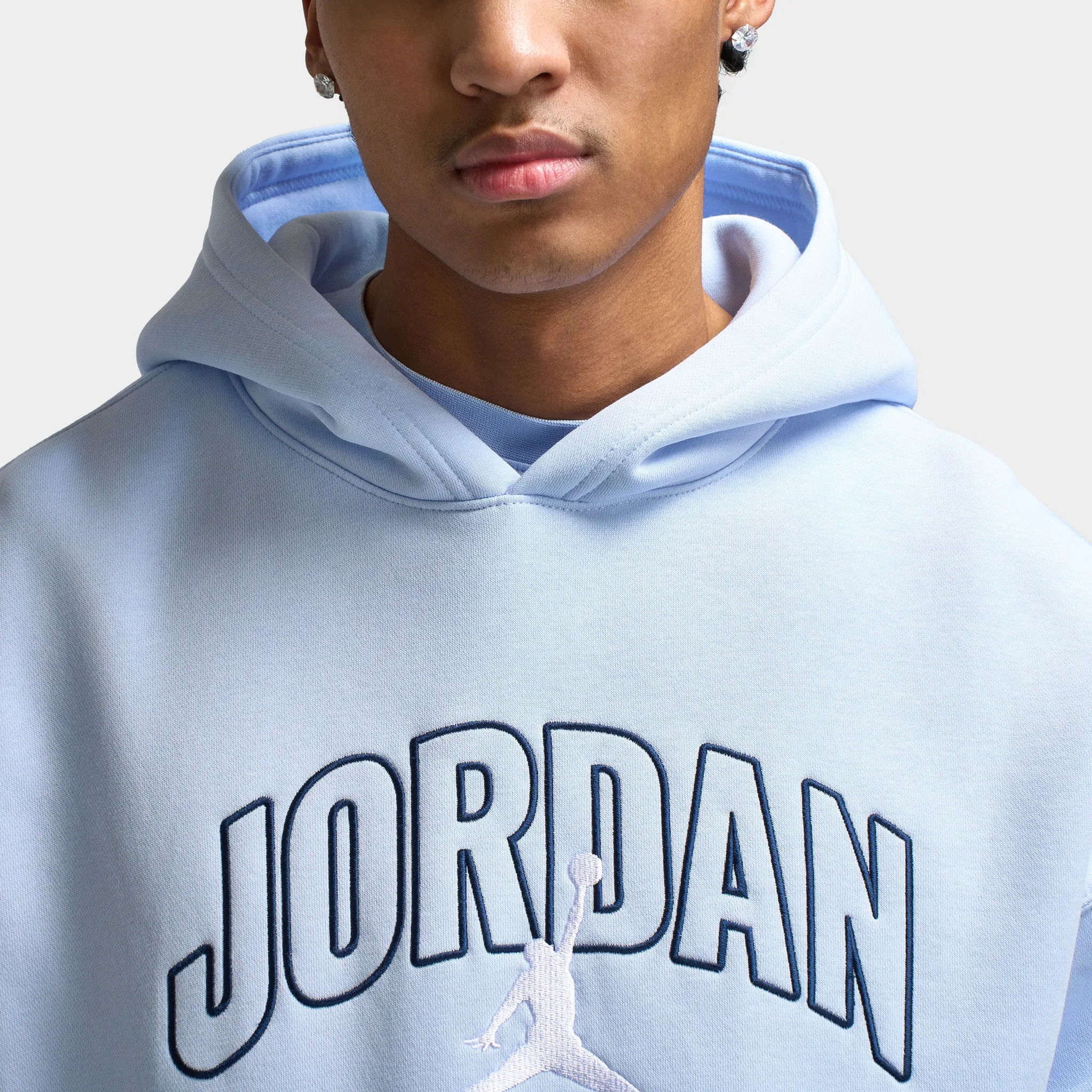 Mens Jordan Jordan Brooklyn Oversized Pullover Hoodie Hydrogen Blue / Sail