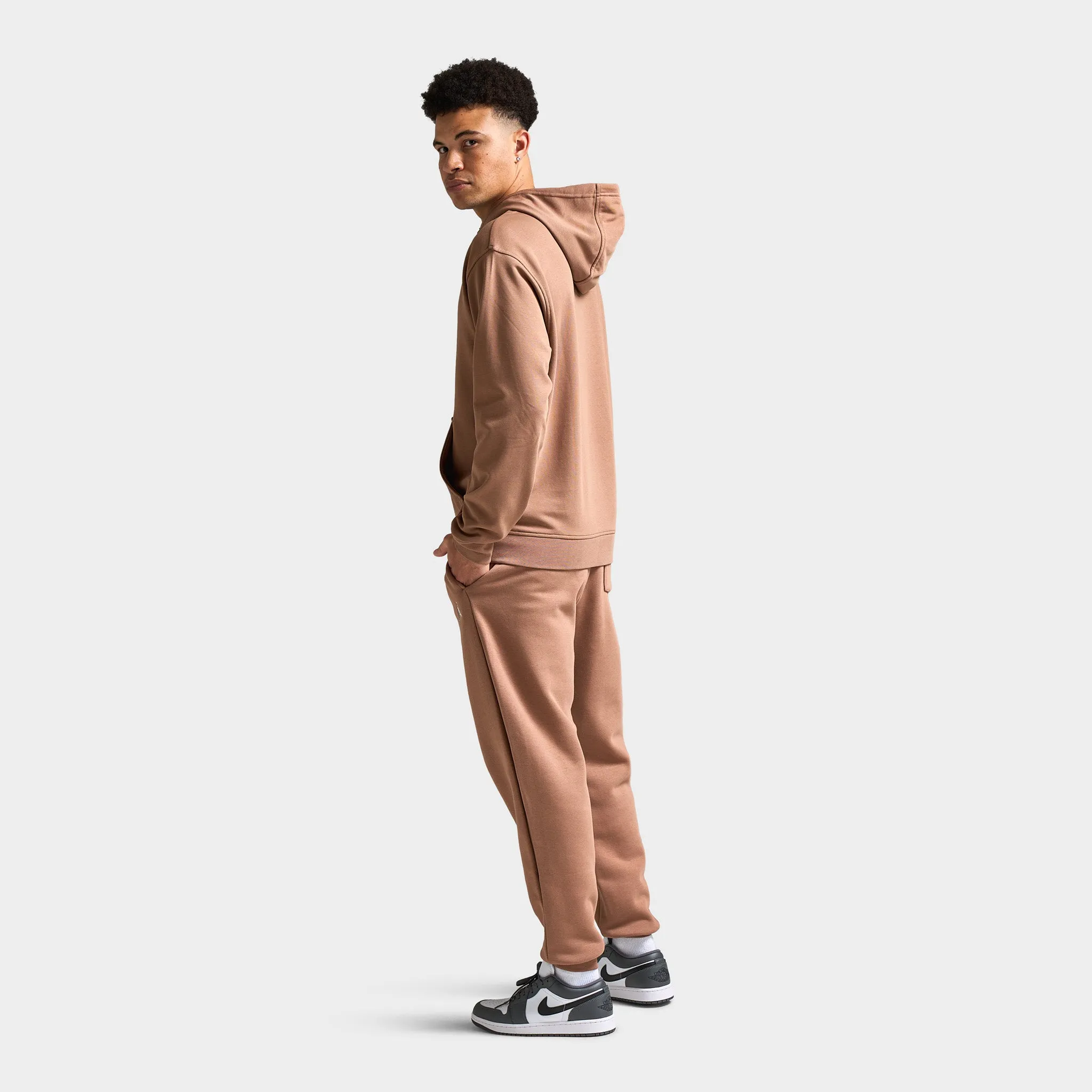 Mens Jordan Jordan Dri-FIT Sport Crossover Fleece Pullover Hoodie Archaeo Brown / White