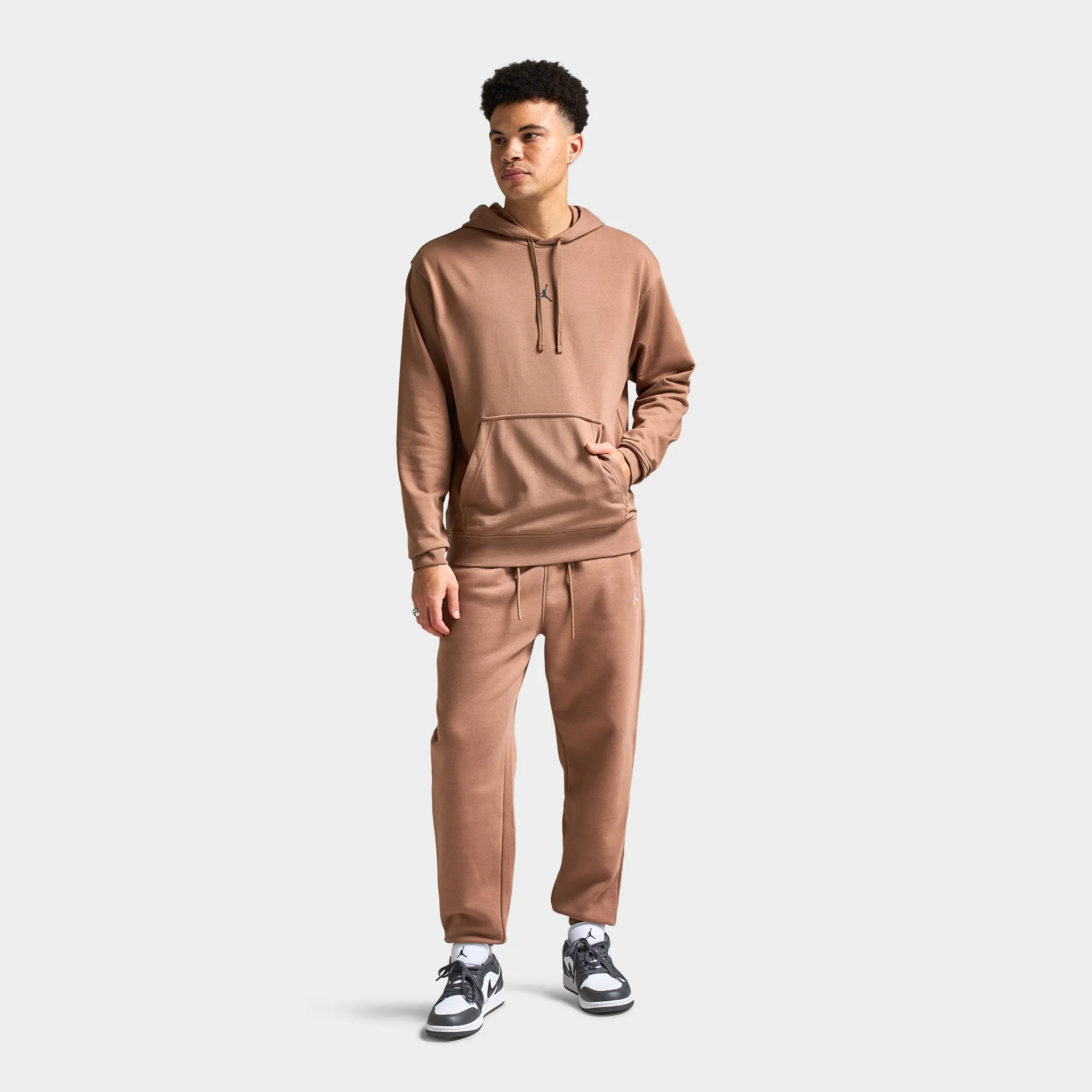 Mens Jordan Jordan Dri-FIT Sport Crossover Fleece Pullover Hoodie Archaeo Brown / White