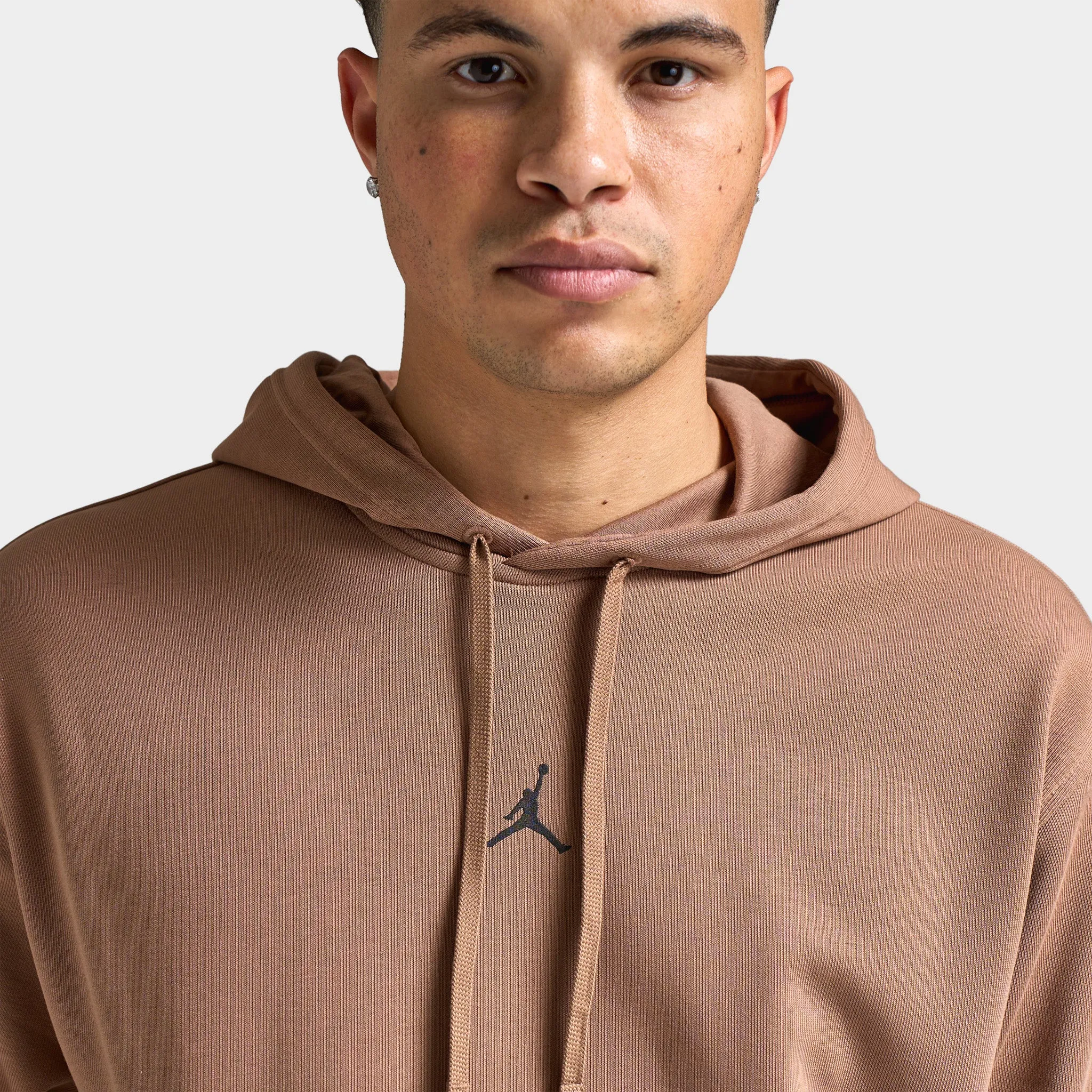 Mens Jordan Jordan Dri-FIT Sport Crossover Fleece Pullover Hoodie Archaeo Brown / White