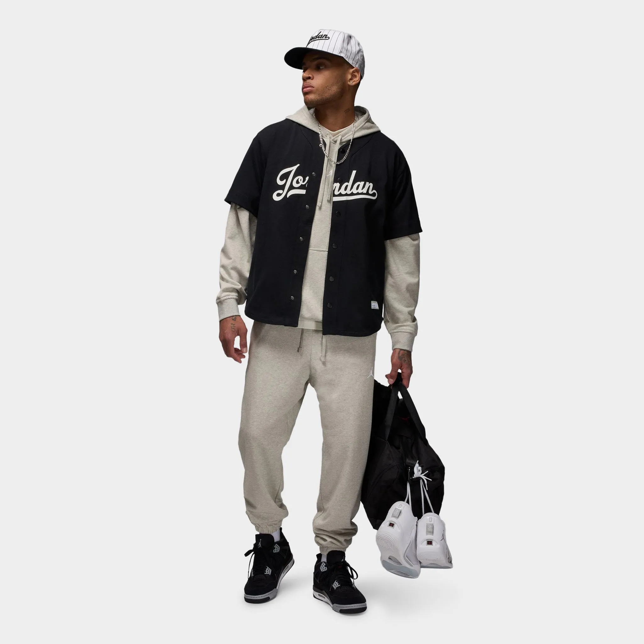 Mens Jordan Jordan Dri-FIT Sport Crossover Fleece Pullover Hoodie Grey Heather / White