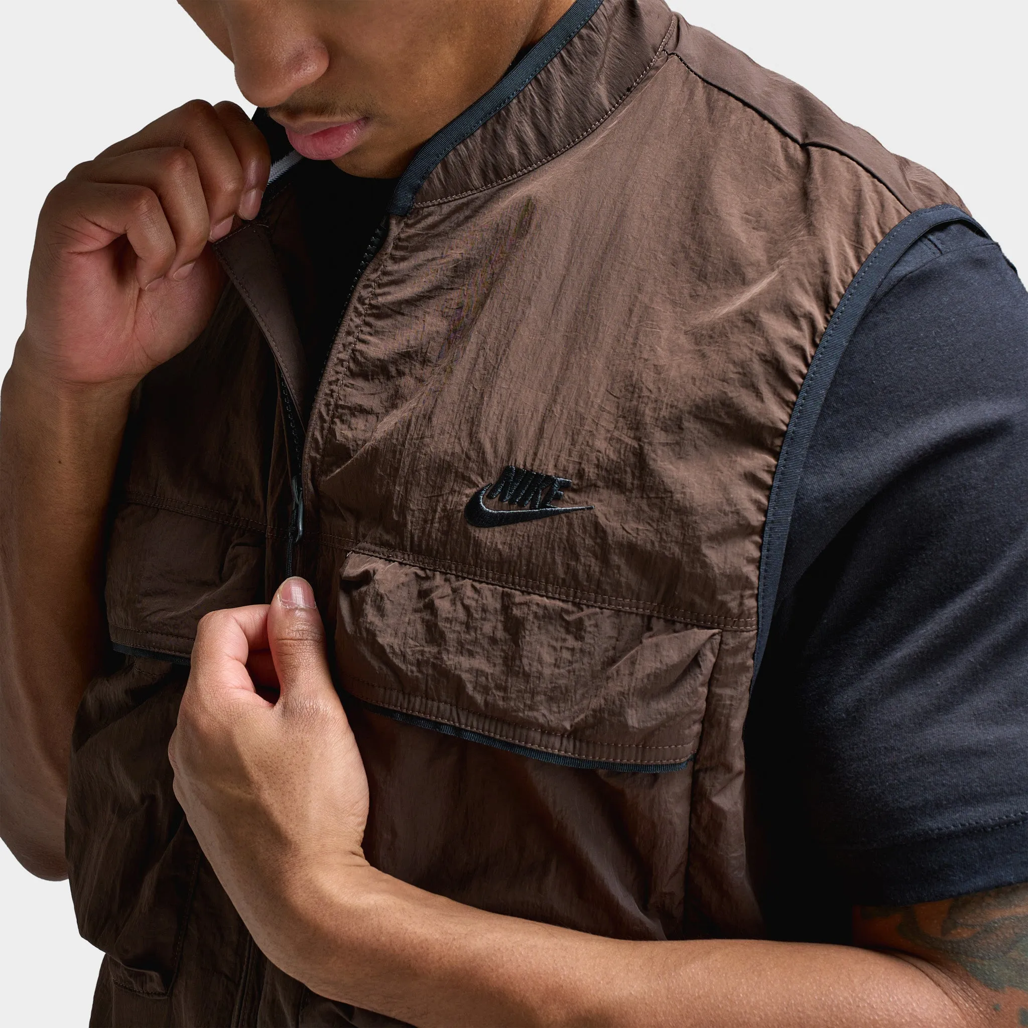 Mens Nike Nike Tech Woven Vest Baroque Brown / Baroque Brown - Black