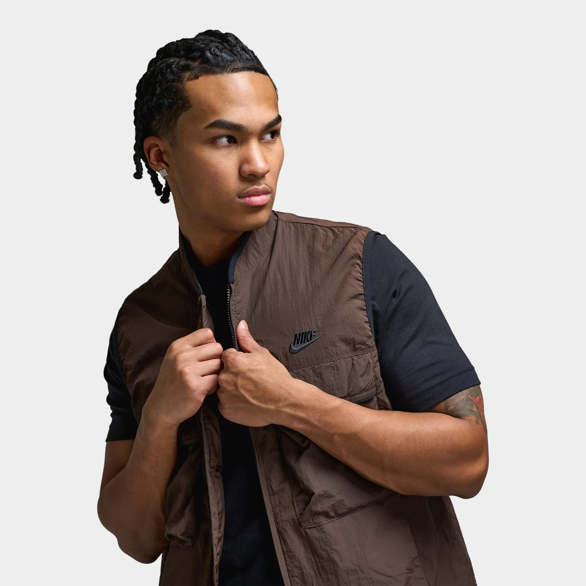 Mens Nike Nike Tech Woven Vest Baroque Brown / Baroque Brown - Black