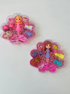 Mini Doll with clothes and accesories in shell case bag