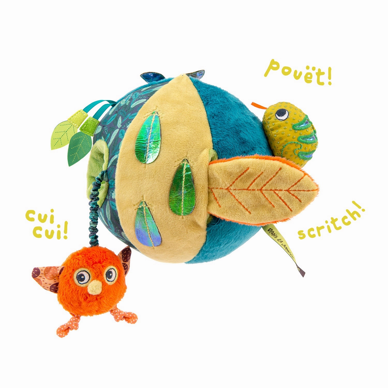 Moulin Roty Dans La Jungle Baby Senses Awakening Activities Ball - Chirping Bird and Holographic Butterfly 16cm
