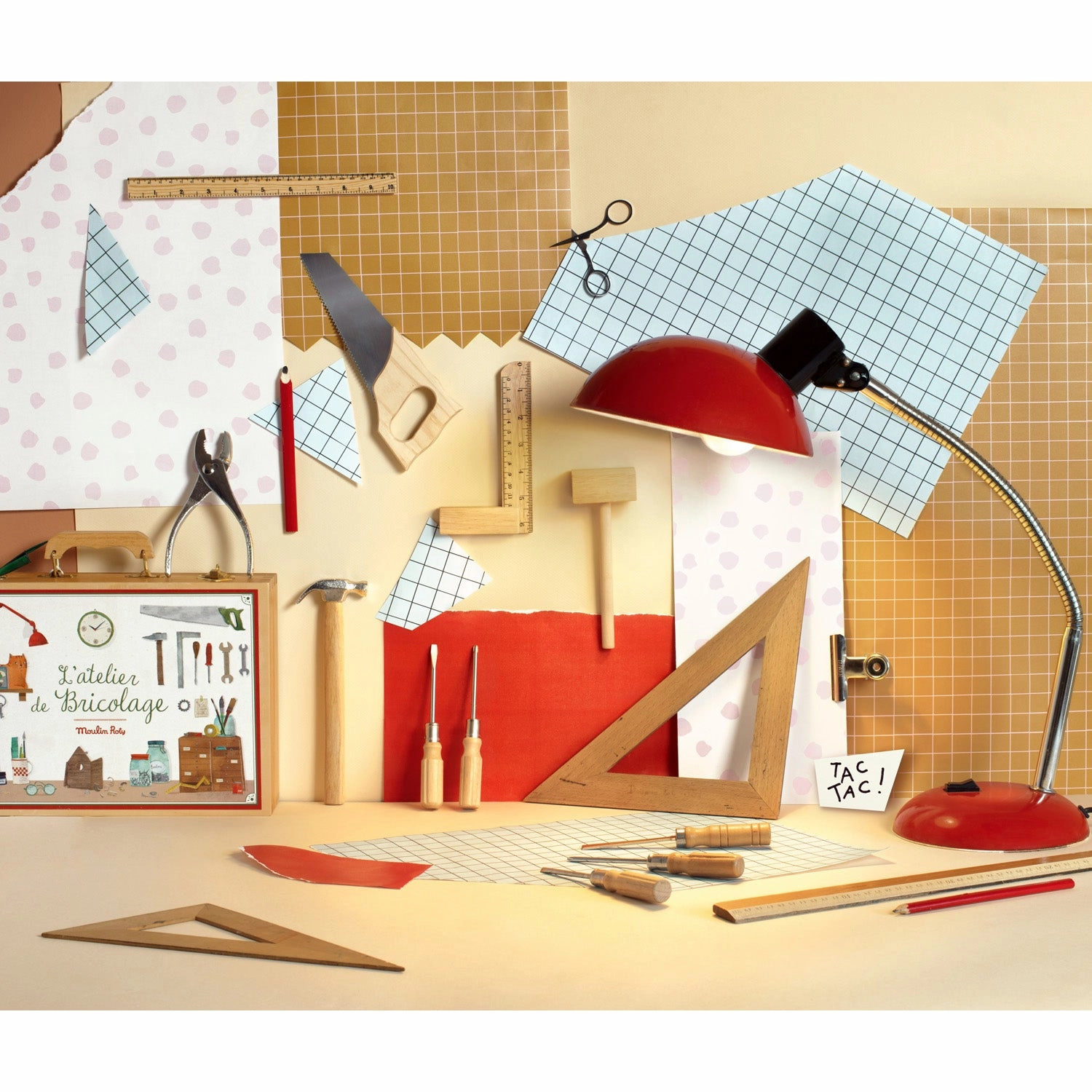 Moulin Roty La Grande Famille "Je Bricole" Wooden Tools Suitcase