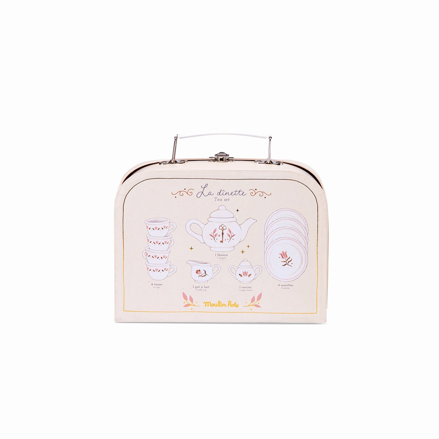 Moulin Roty La Petite Ecole De Danse Porcelaine Tea Set in Carry-On Suitcase