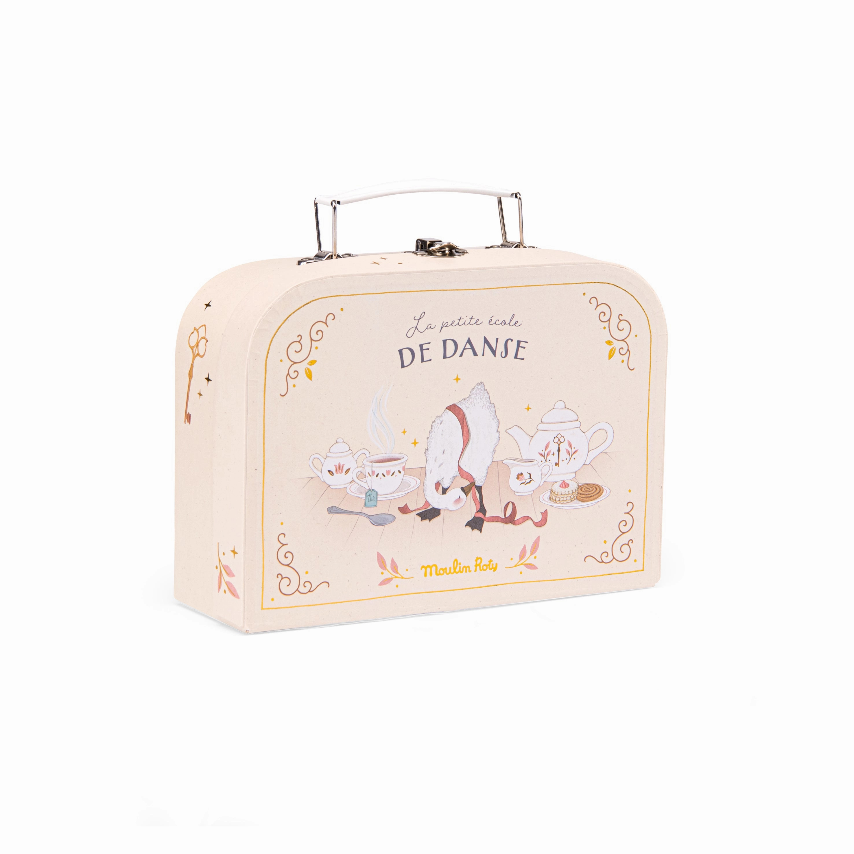 Moulin Roty La Petite Ecole De Danse Porcelaine Tea Set in Carry-On Suitcase
