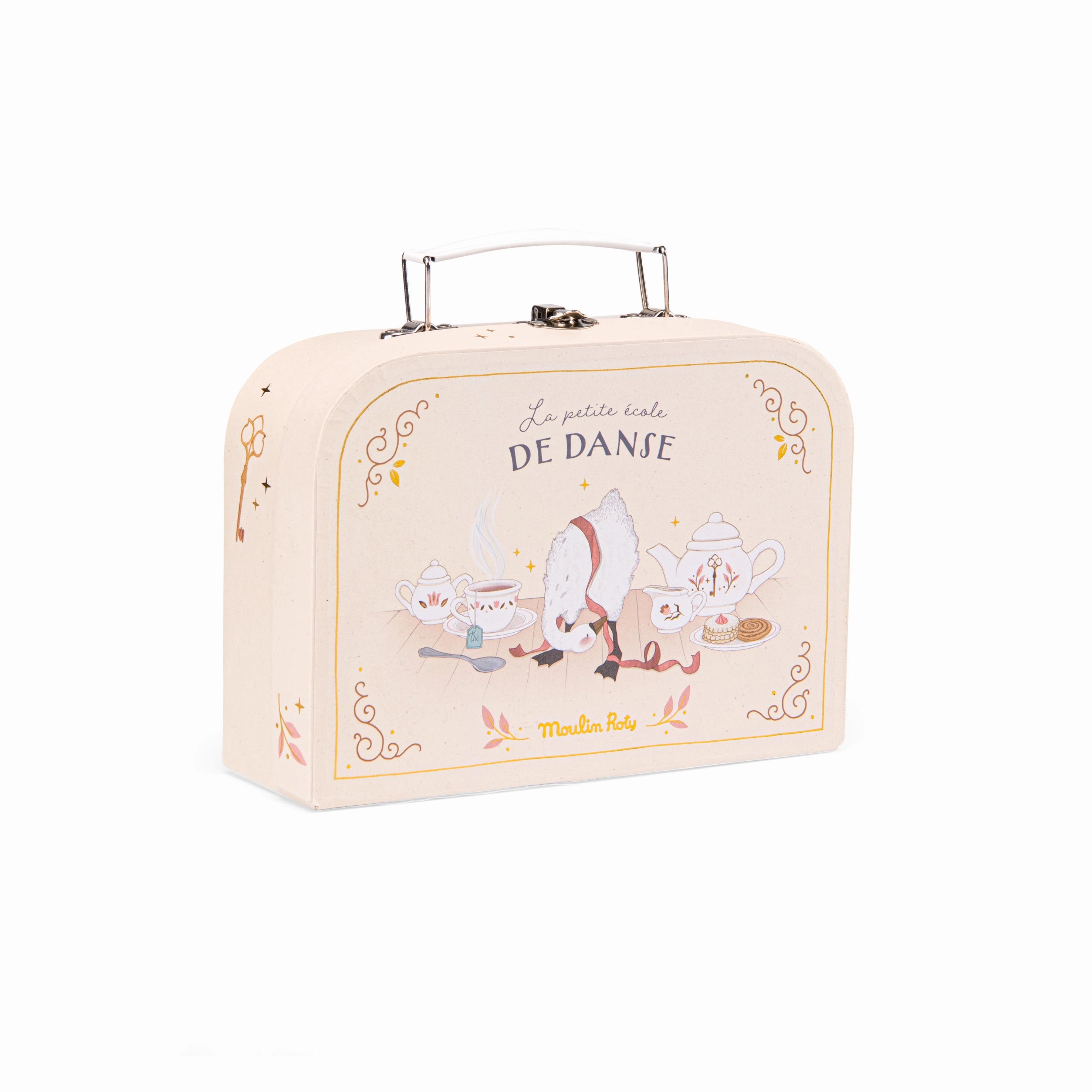 Moulin Roty La Petite Ecole De Danse Porcelaine Tea Set in Carry-On Suitcase