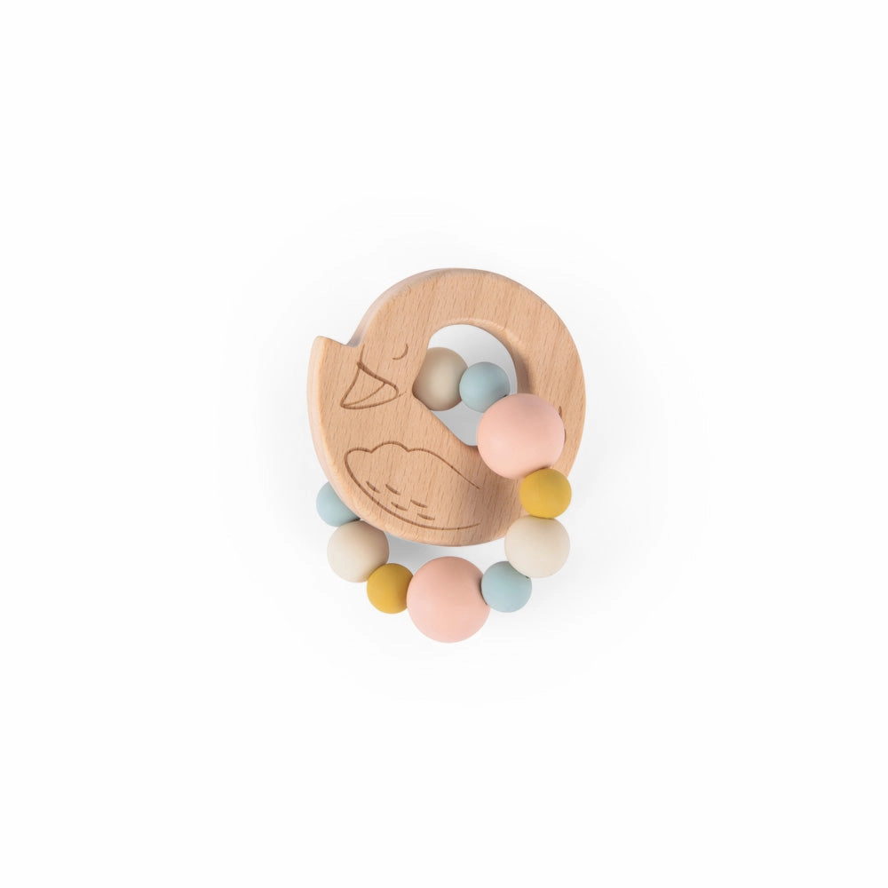 Moulin Roty La Petite Ecole De Danse Wooden Swan with Rubber Teething Balls