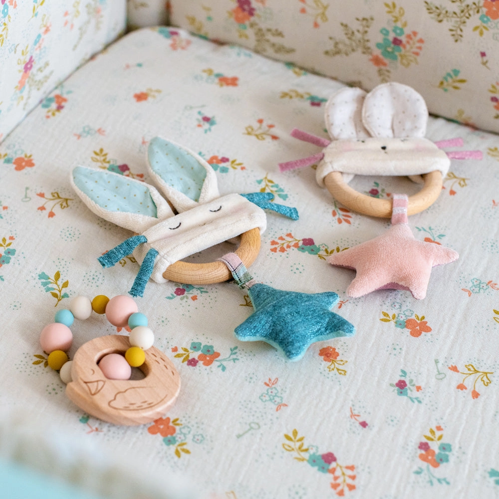 Moulin Roty La Petite Ecole De Danse Wooden Swan with Rubber Teething Balls