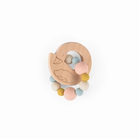 Moulin Roty La Petite Ecole De Danse Wooden Swan with Rubber Teething Balls