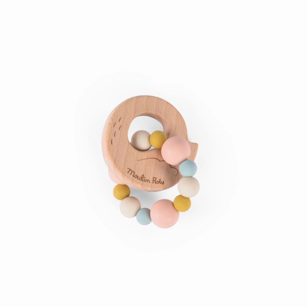 Moulin Roty La Petite Ecole De Danse Wooden Swan with Rubber Teething Balls