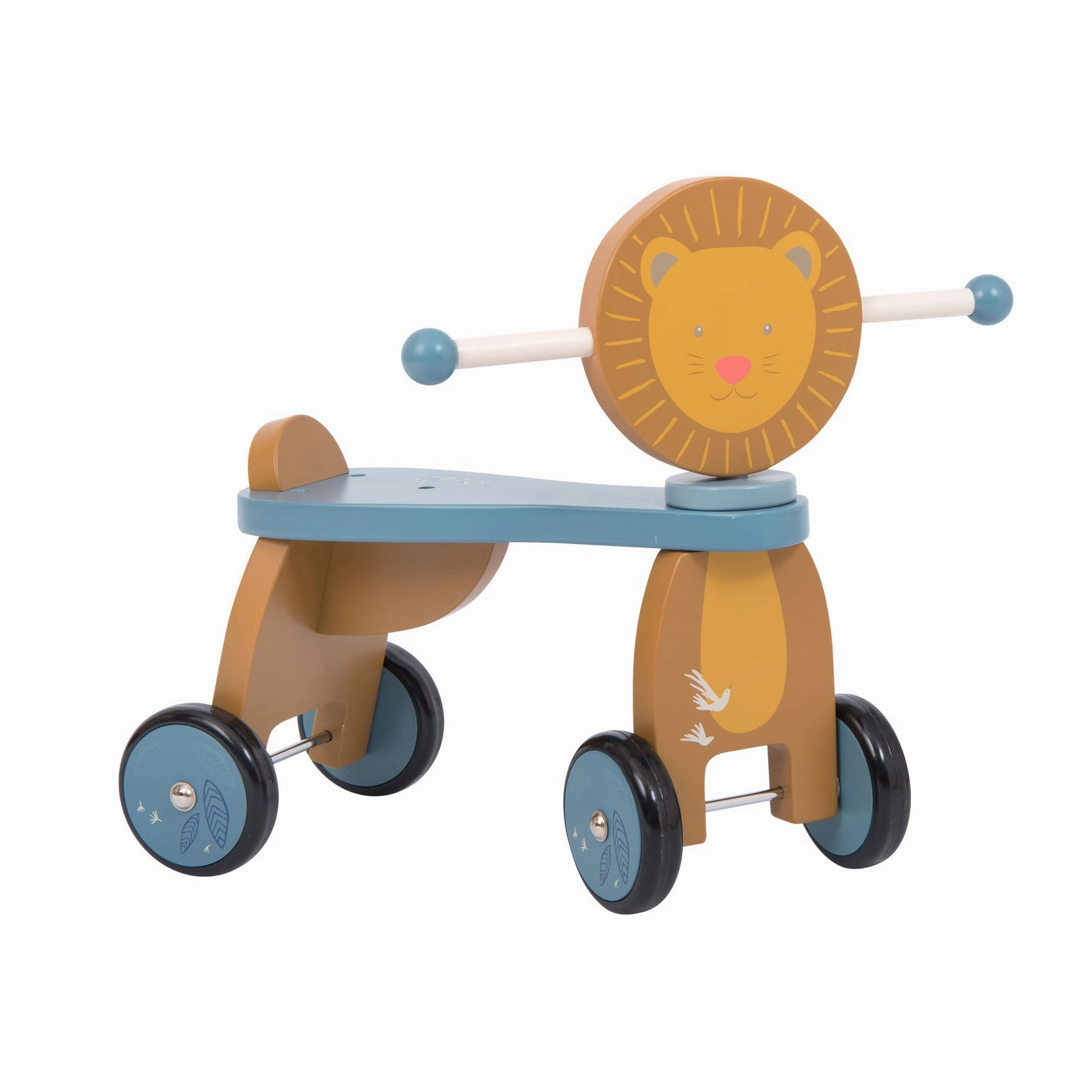 Moulin Roty Sous Mon Baobab Baby Balance Learning Lion Wooden Stroller
