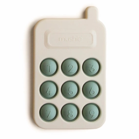 Mushie Phone Press Toy Cambridge Blue