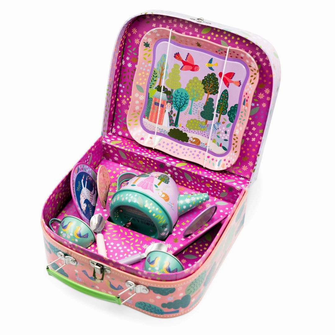 Musical Tin Tea Set 11 Piece - Fairy Tale