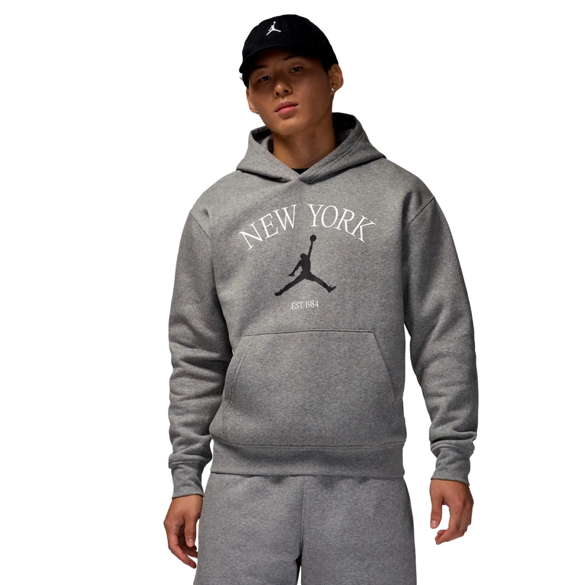 Nike Air Jordan New York City Pullover Hoodie Carbon Heather  HF1489-091 Men's
