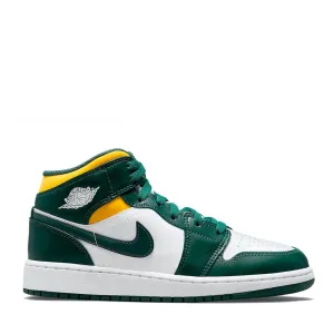 NIKE AIR JORDAN1 MID WHITE GREEN YELLOW -