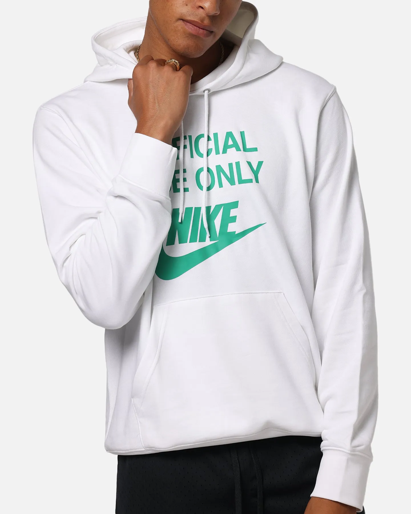 Nike Club French Terry Pullover Hoodie White/White/Green