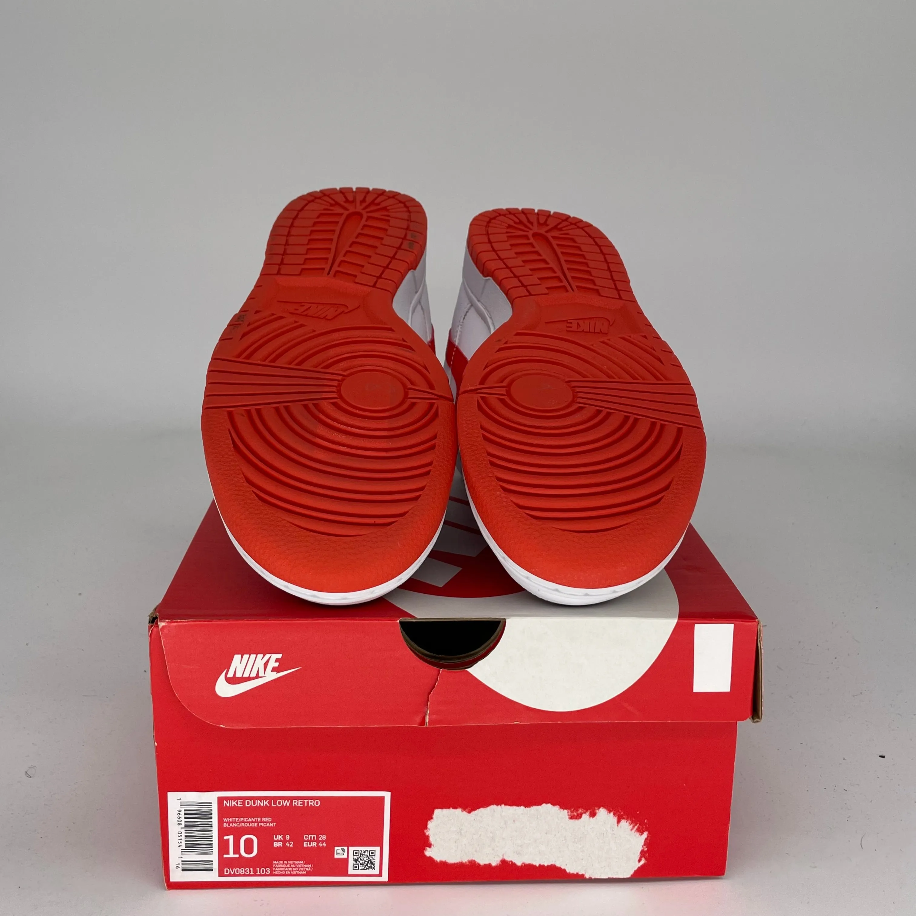 NIKE DUNK LOW WHITE PICANTE RED SIZE 10 DV0831-103