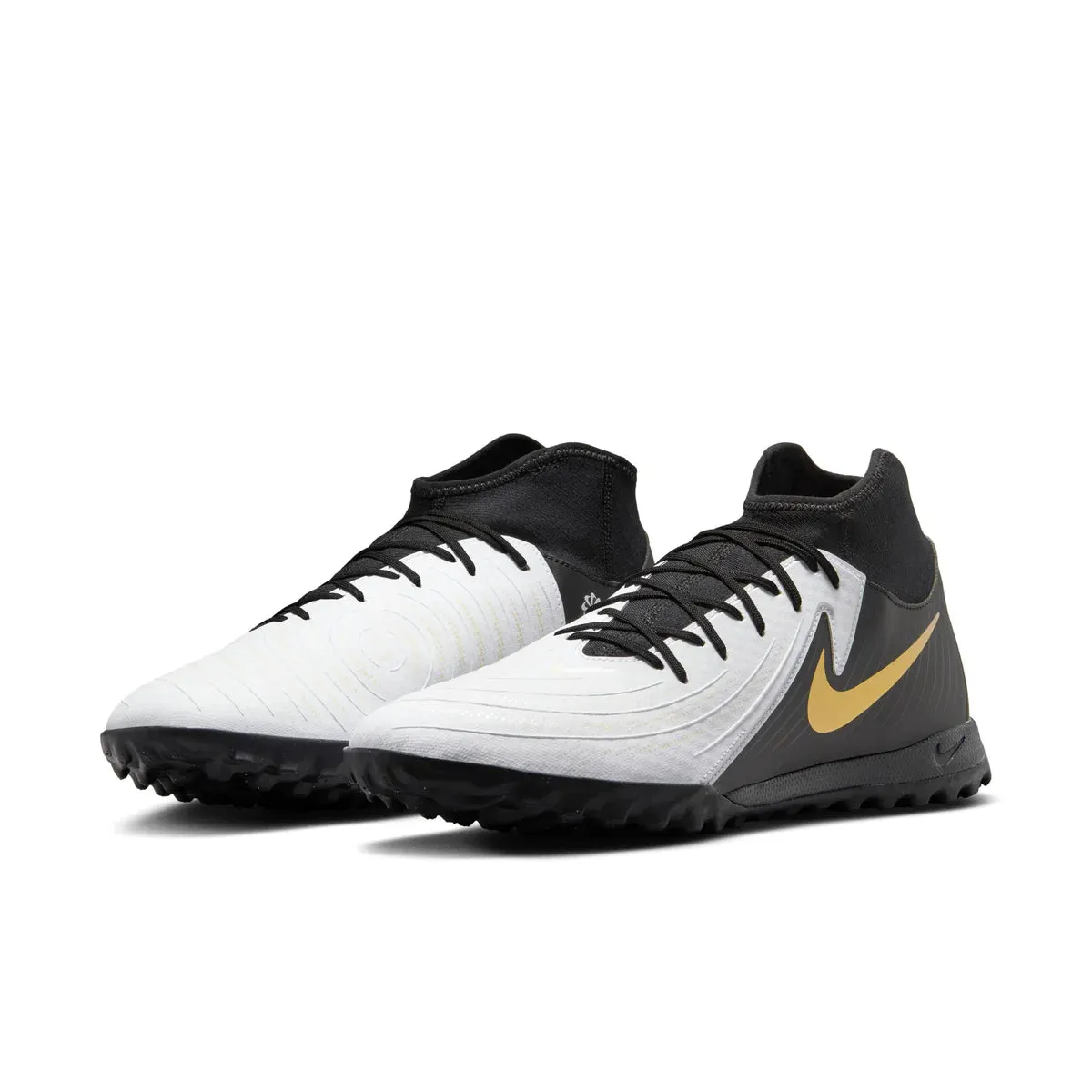 Nike Phantom Luna II Academy TF Turf Soccer Shoes - White/ Black/ Gold Coin