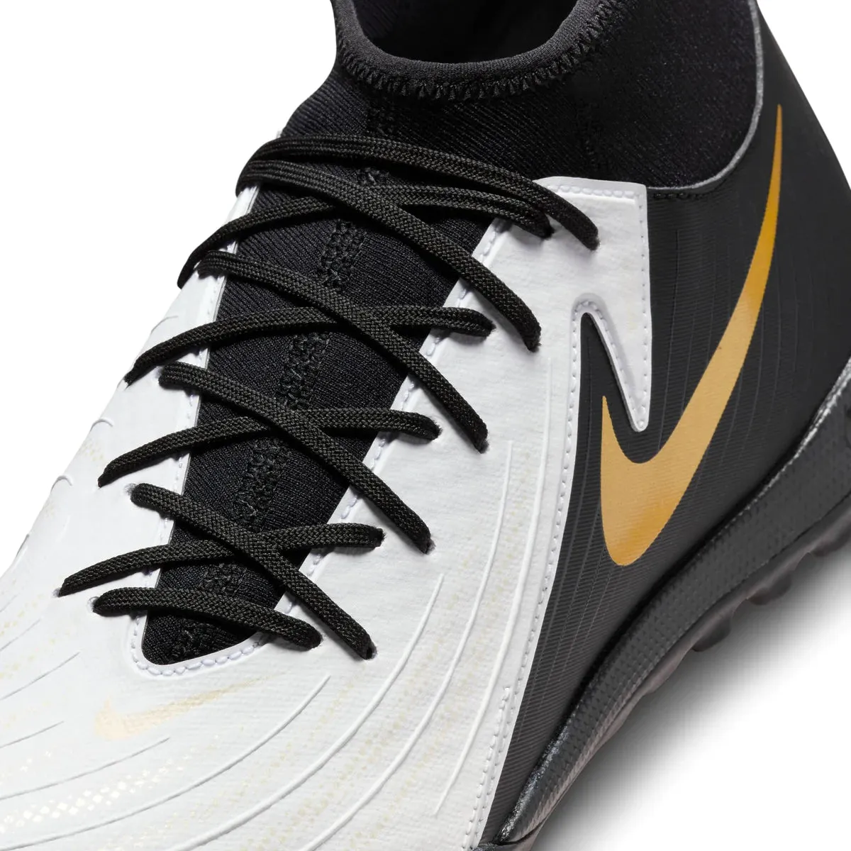 Nike Phantom Luna II Academy TF Turf Soccer Shoes - White/ Black/ Gold Coin