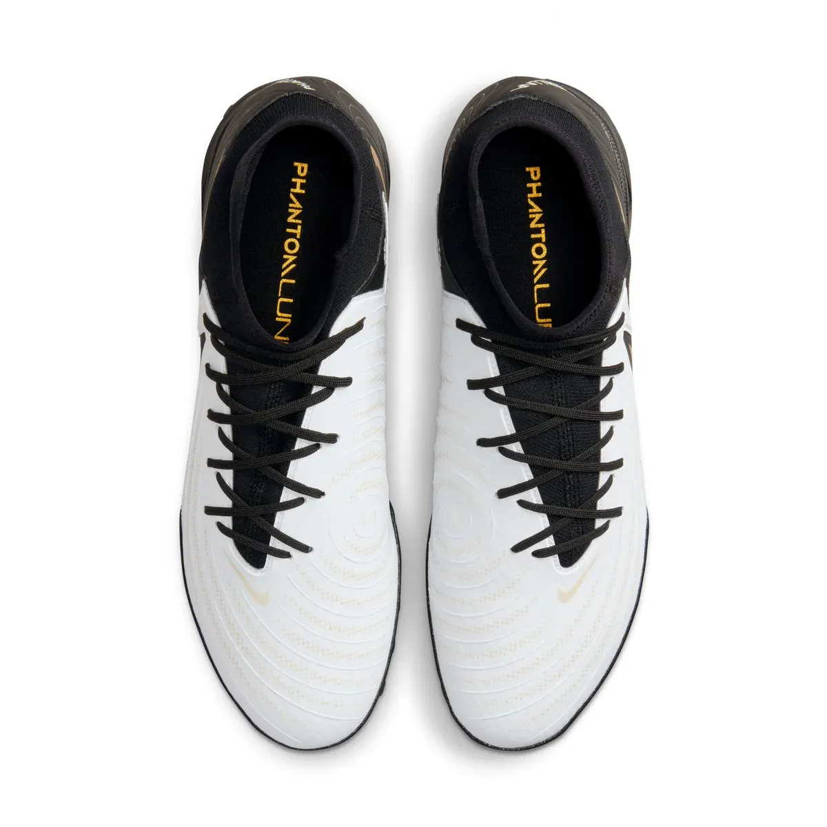 Nike Phantom Luna II Academy TF Turf Soccer Shoes - White/ Black/ Gold Coin