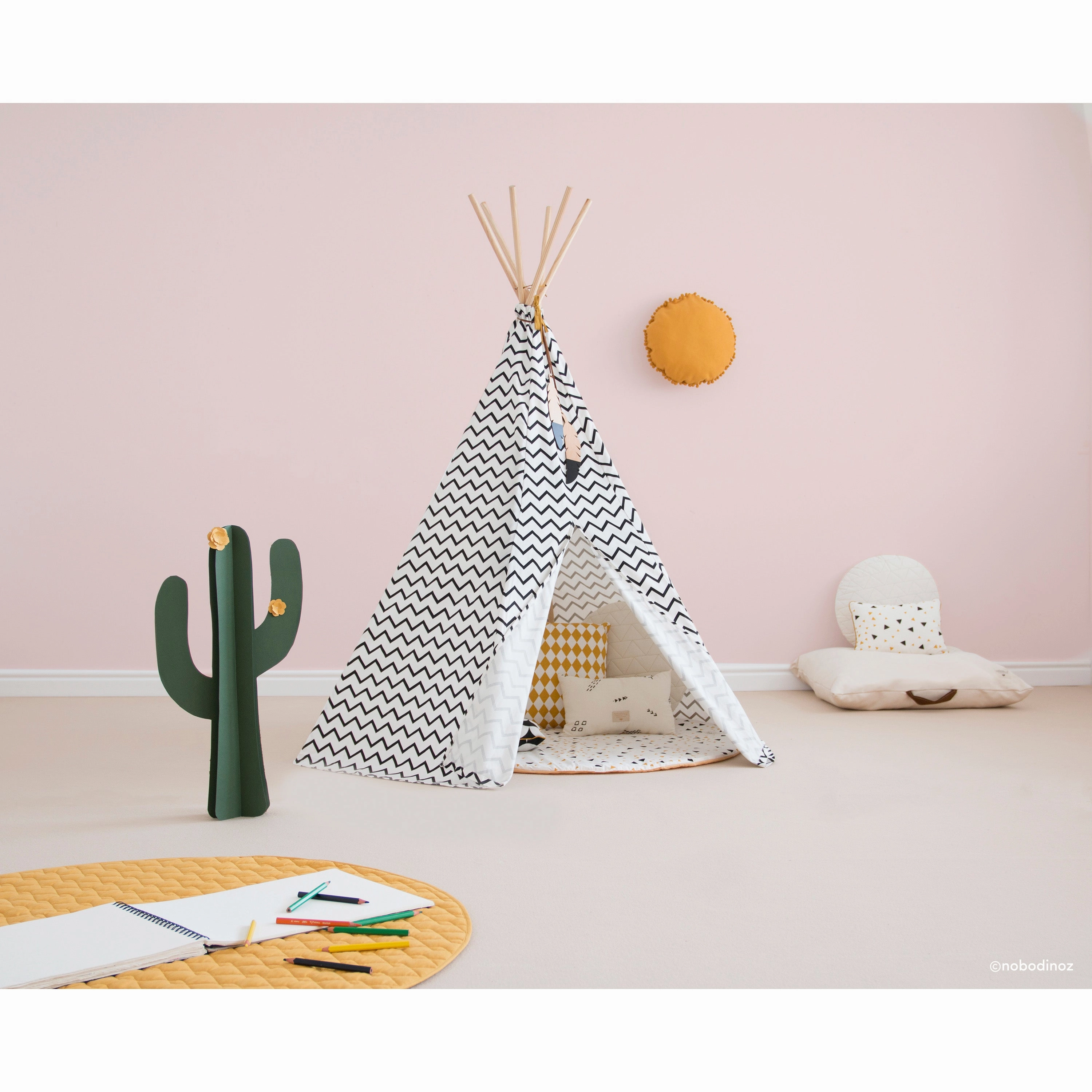 nobodinoz Phoenix Teepee Gold Stella/Dream Pink