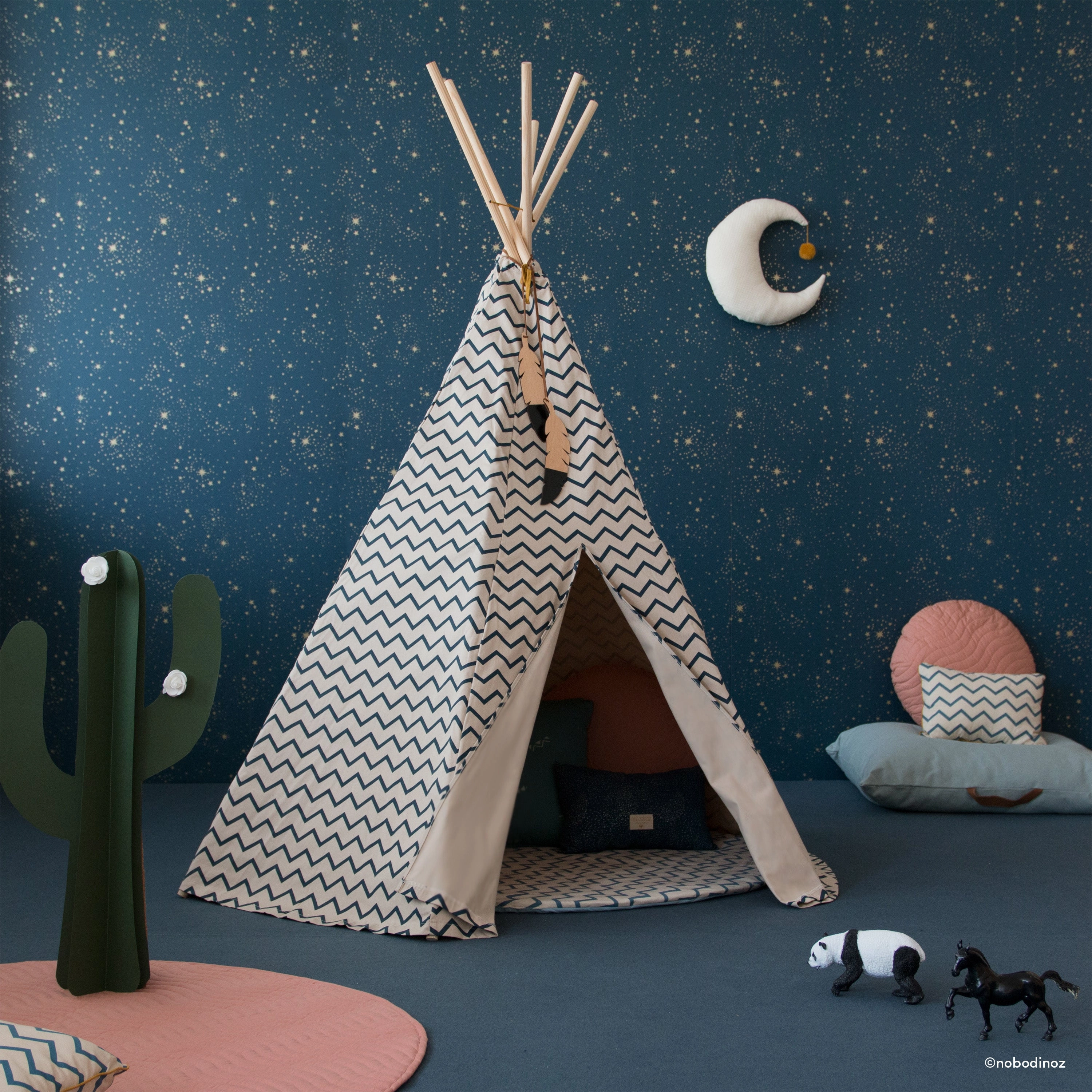 nobodinoz Phoenix Teepee Gold Stella/Dream Pink