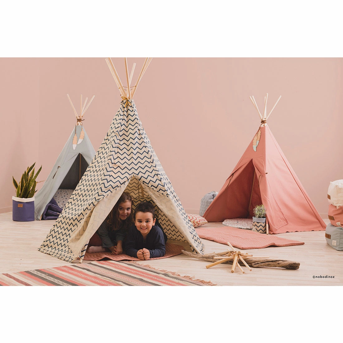 nobodinoz Teepee Zigzag Blue