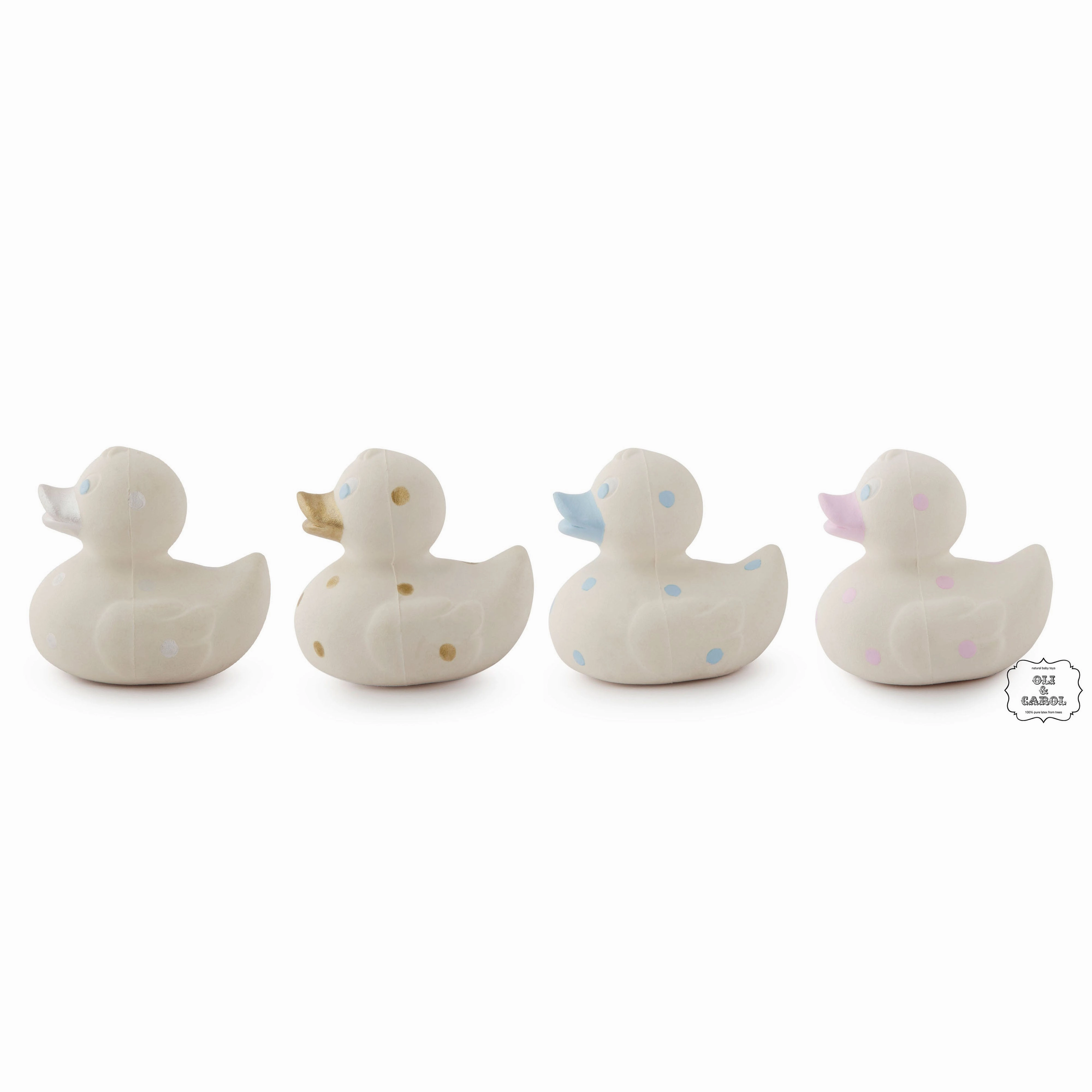 Oli & Carol Small Spotty Ducks Teether