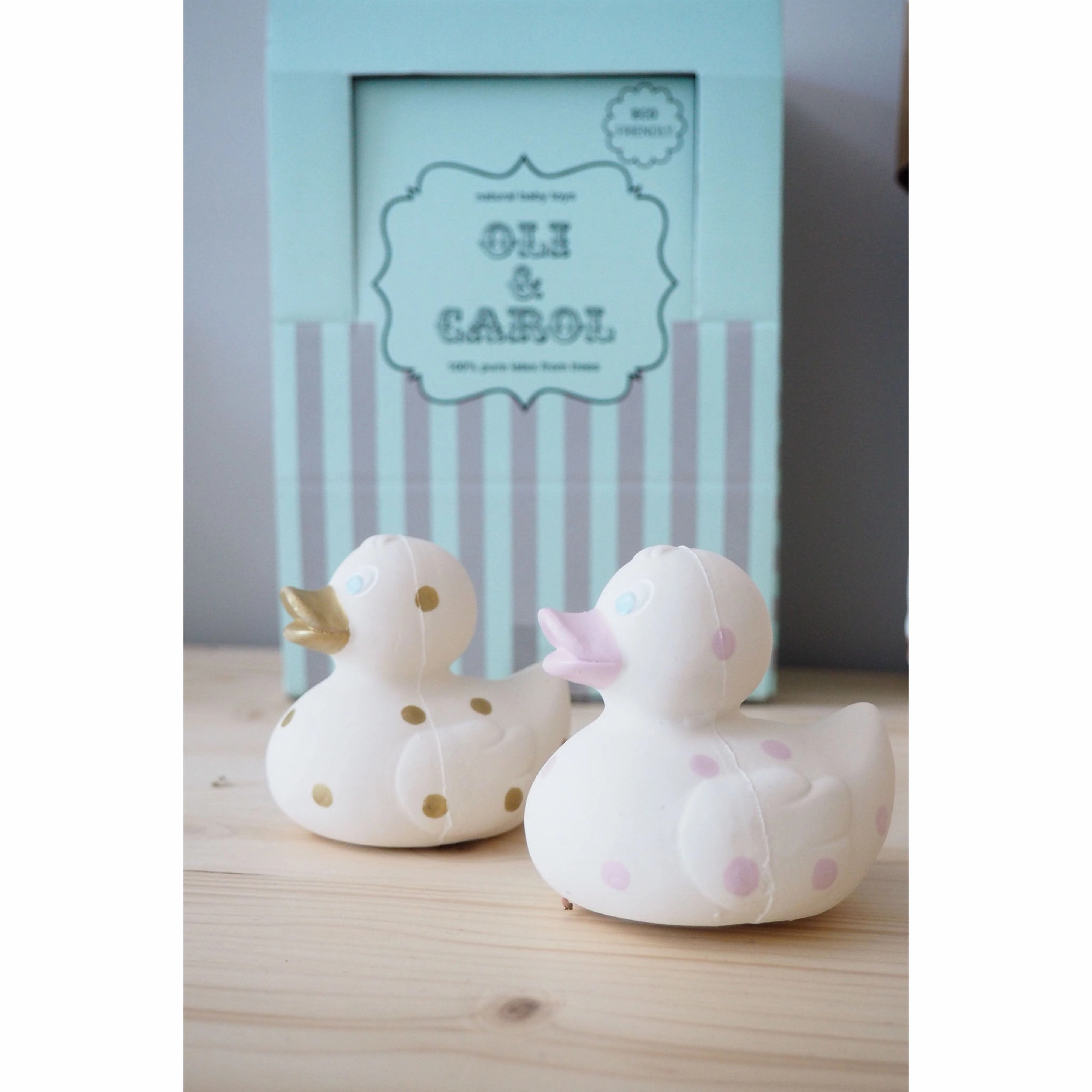 Oli & Carol Small Spotty Ducks Teether